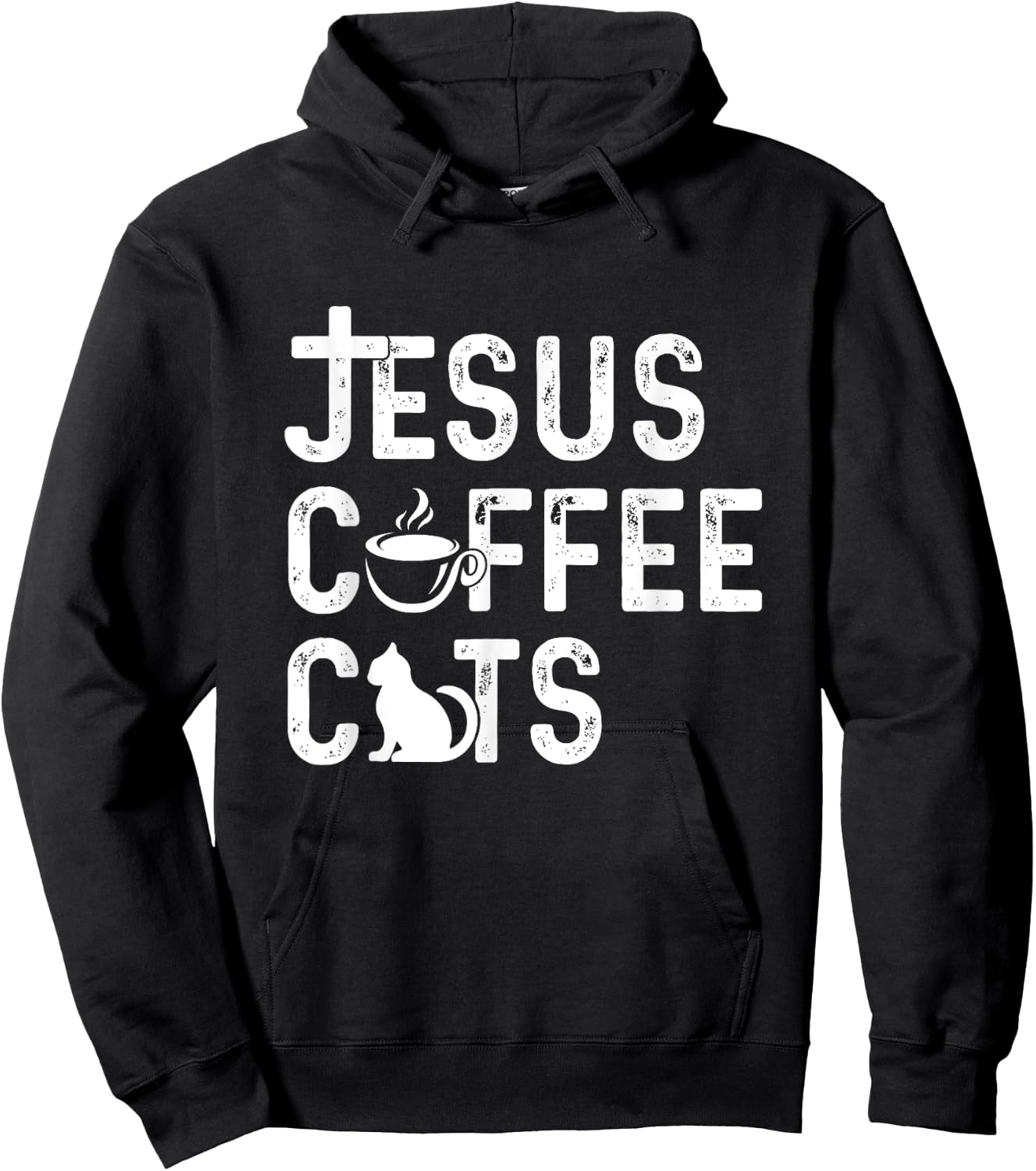Christian Jesus, Coffee, Cats - Religous Cat Caffeine Lover Men Women Girls Kids Hoodie - Hoodie | Black