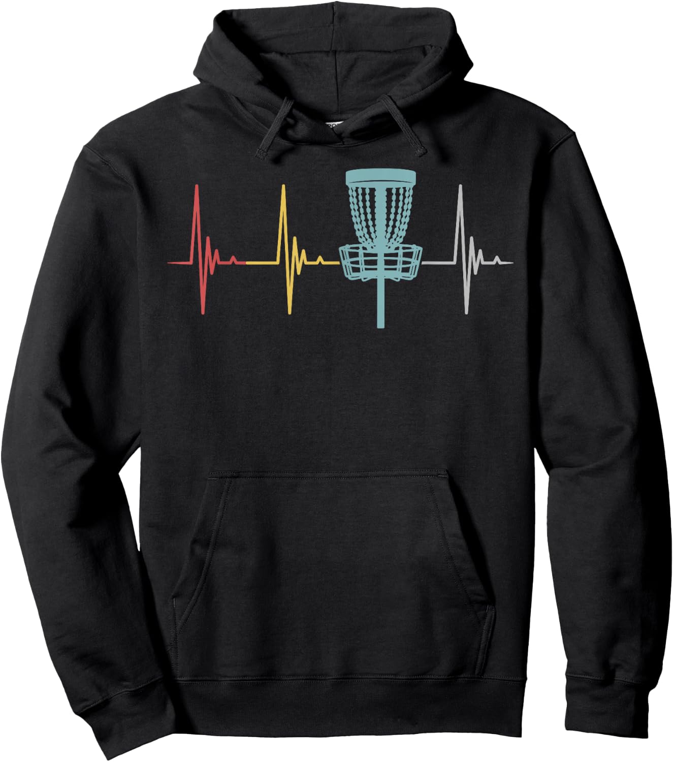 Disc golf retro heartbeat gift frisbee player par Gift Hoodie - Hoodie | Black