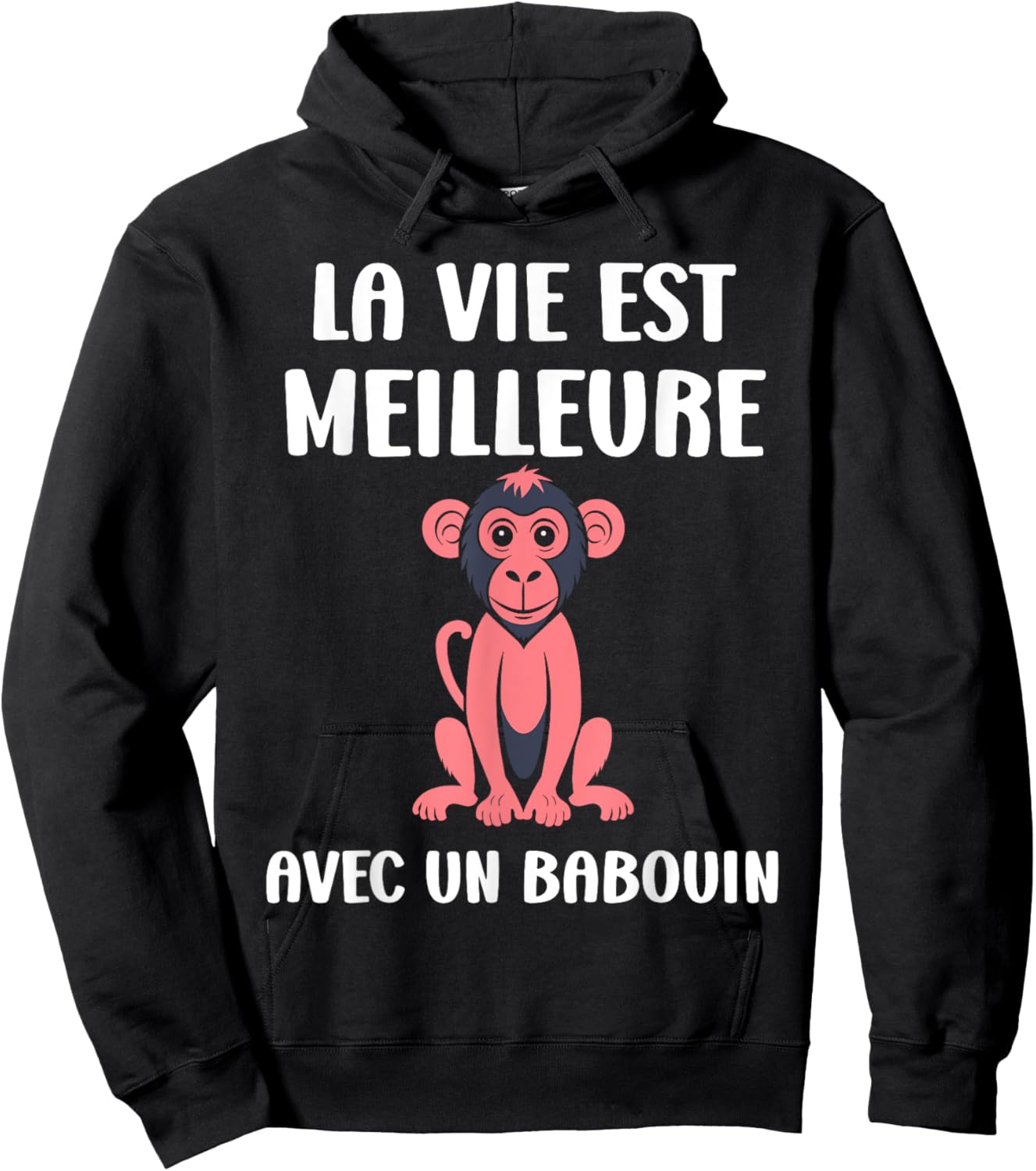 Little Baboons Monkey Life is Better with a Baboon , Black, S Hoodie - Hoodie | Black