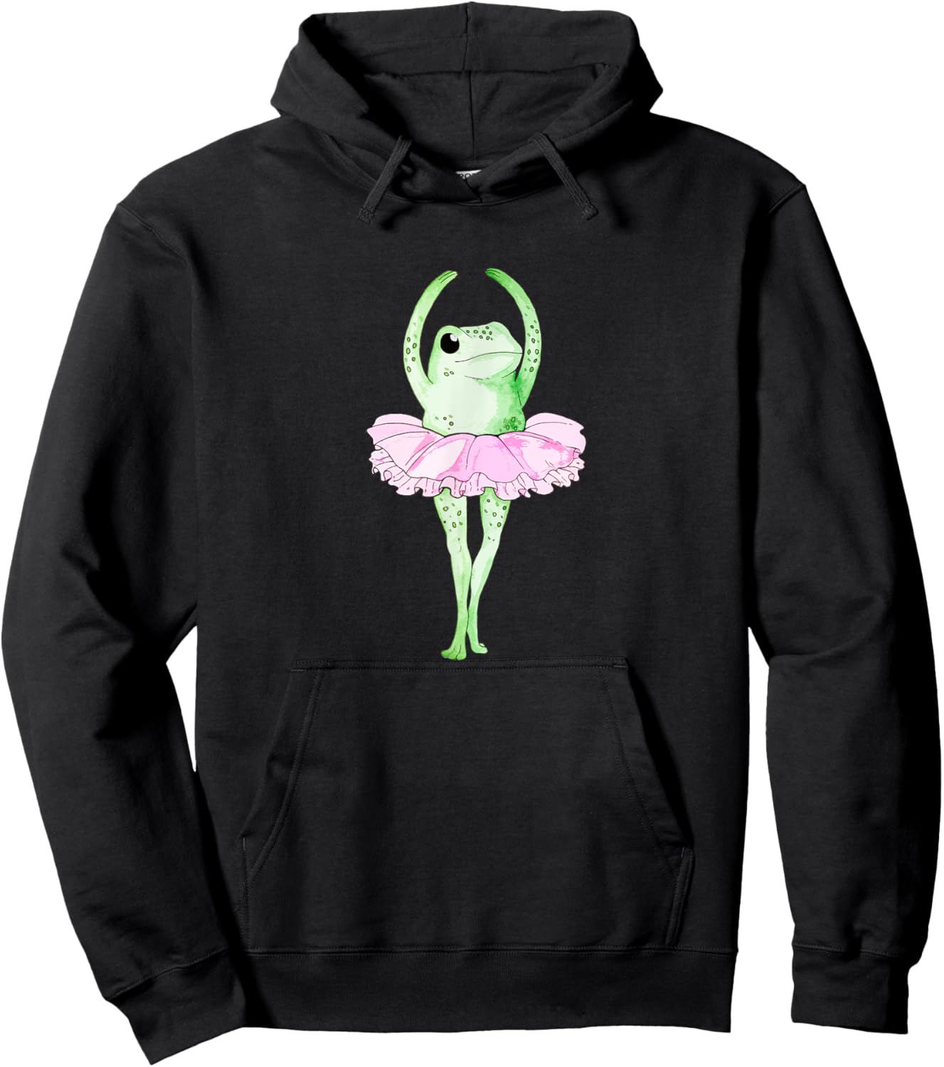 Aesthetic Frog dancing Ballerina Retro Hoodie - Hoodie | Black