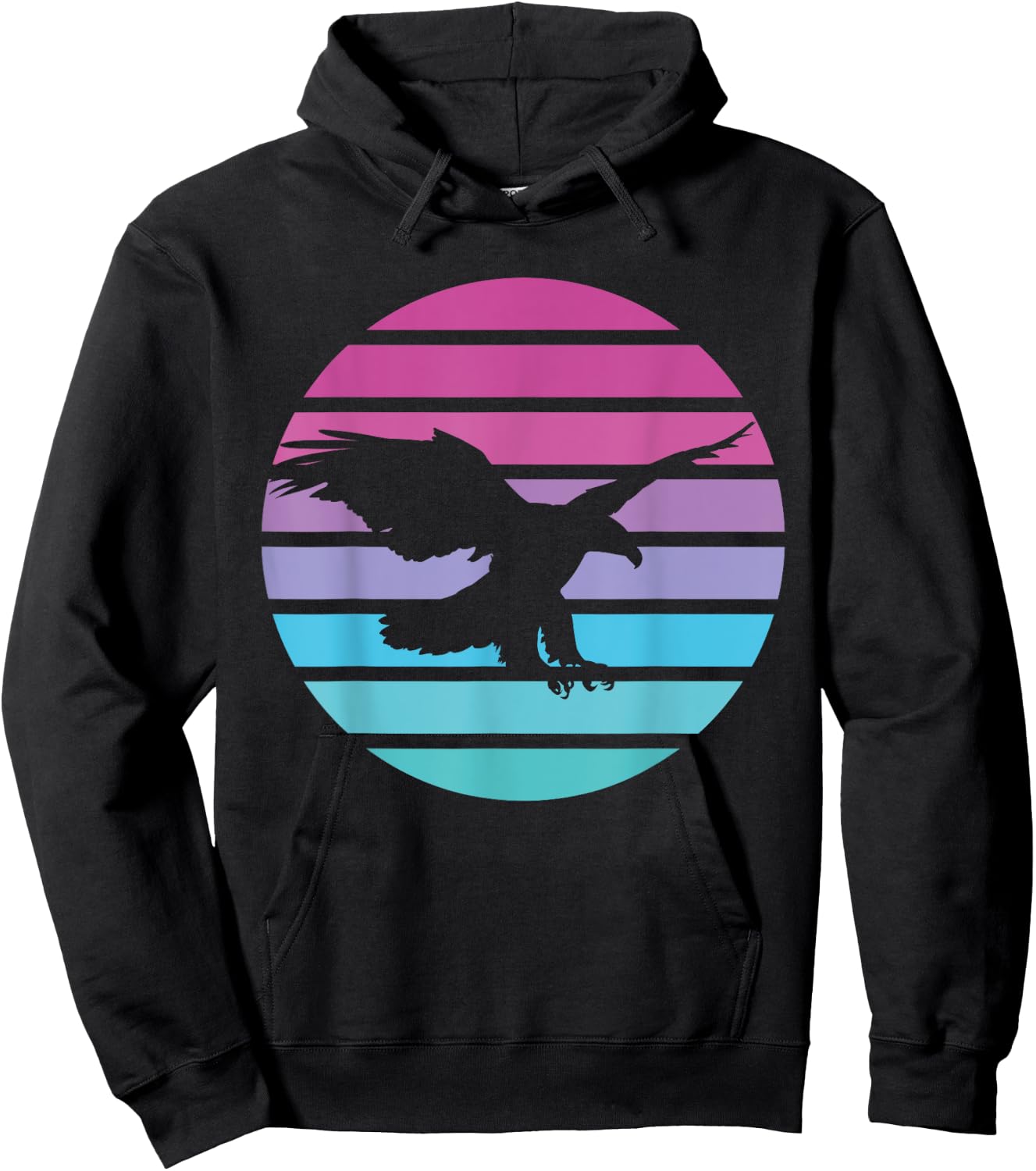 Eagle Retro Sun American Bald eagle USA Hoodie - Hoodie | Black