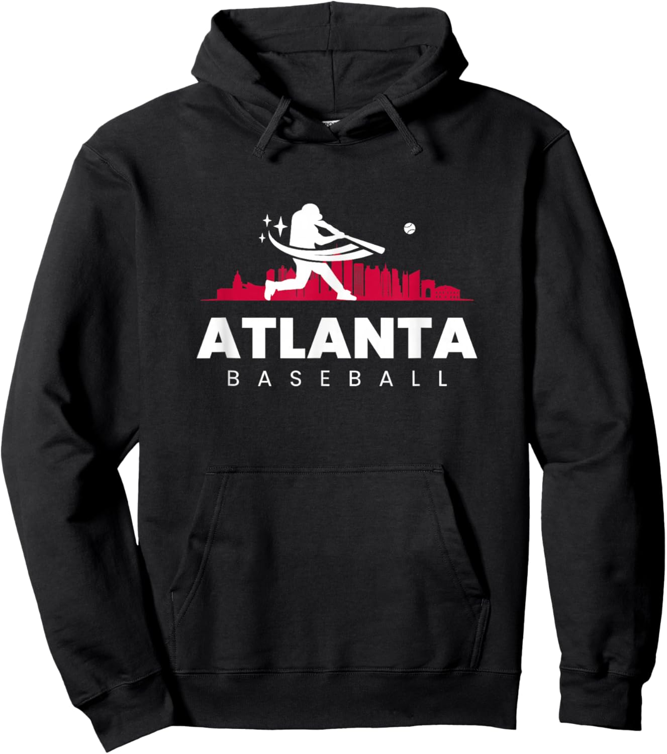 Atlanta Baseball Vintage Minimalist Retro Baseball Lover Hoodie - Hoodie | Black