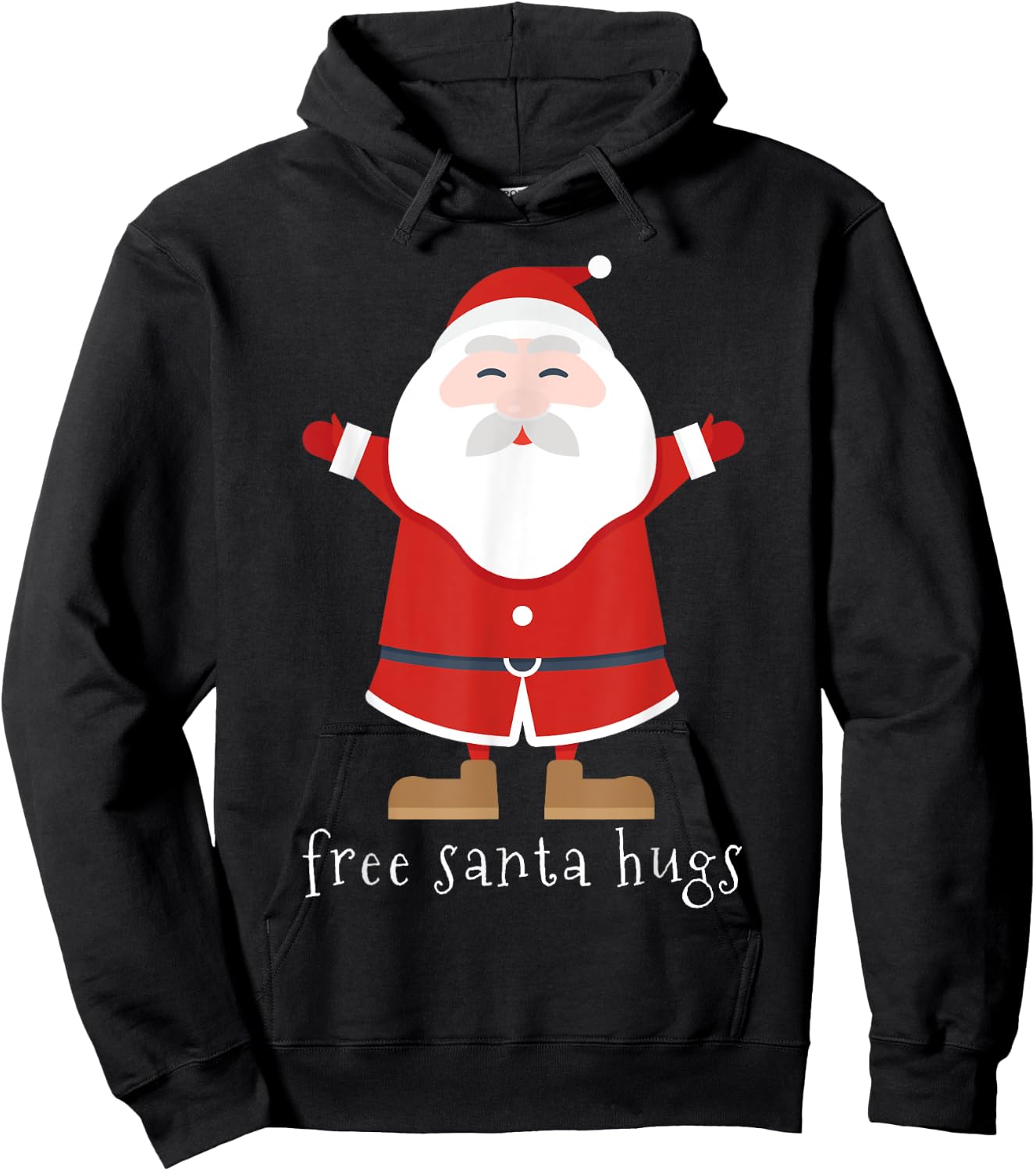 Free Santa Hugs Cute Christmas Holiday Hoodie - Hoodie | Black