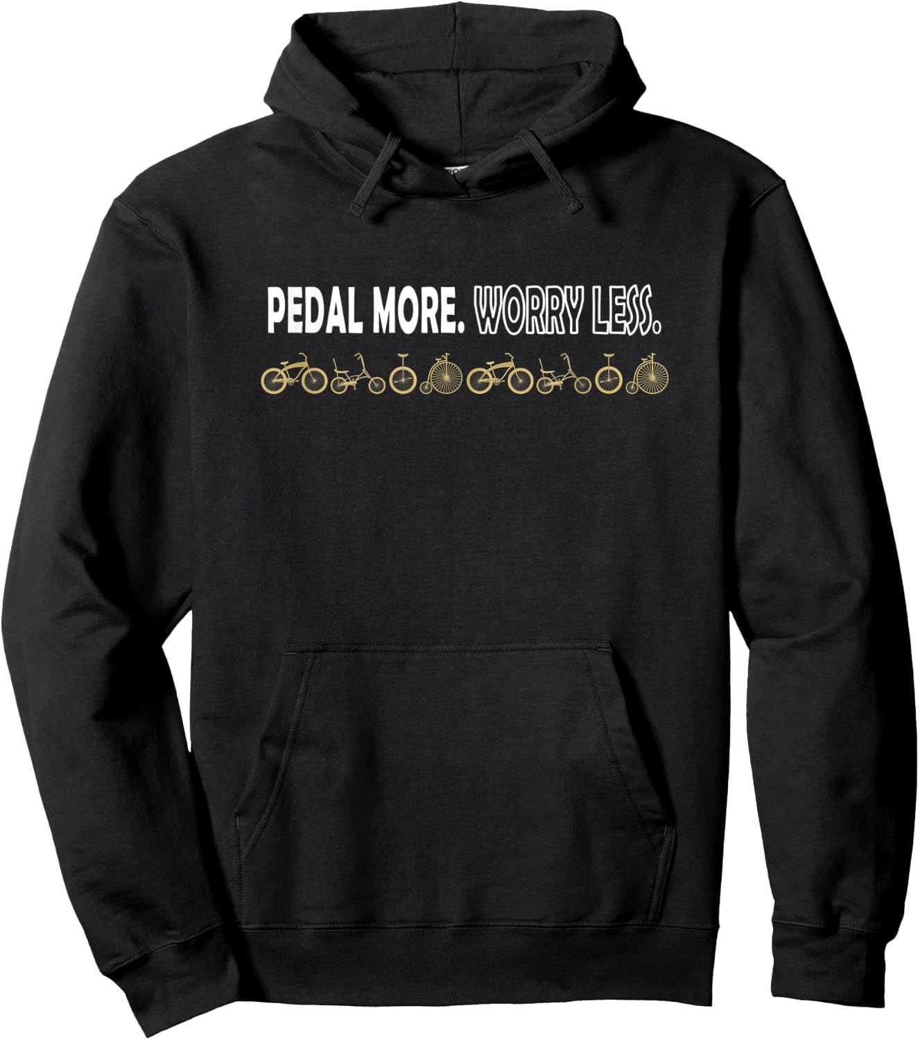 Pedal More Worry Less Cycling Bicycle Saying Hoodie - Hoodie | Black