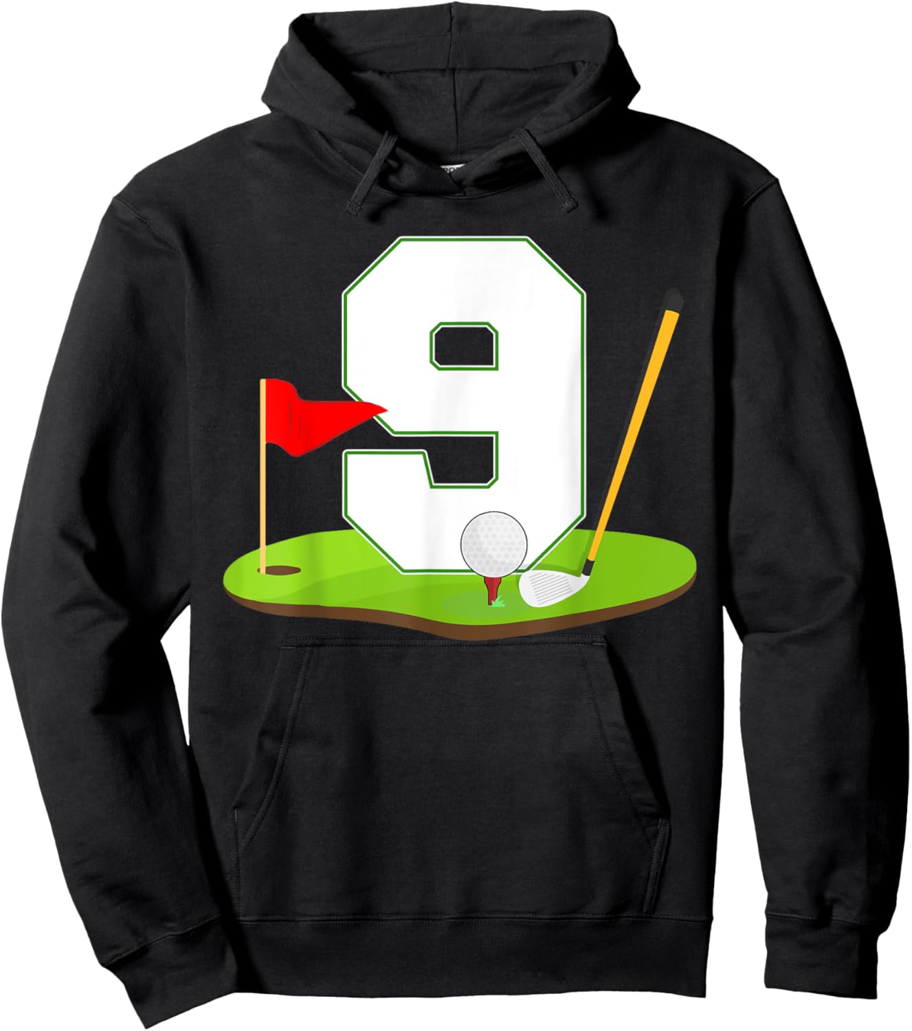9th Birthday Golf Player 9 Years Old Birthday Party Kids Hoodie - Hoodie | Black