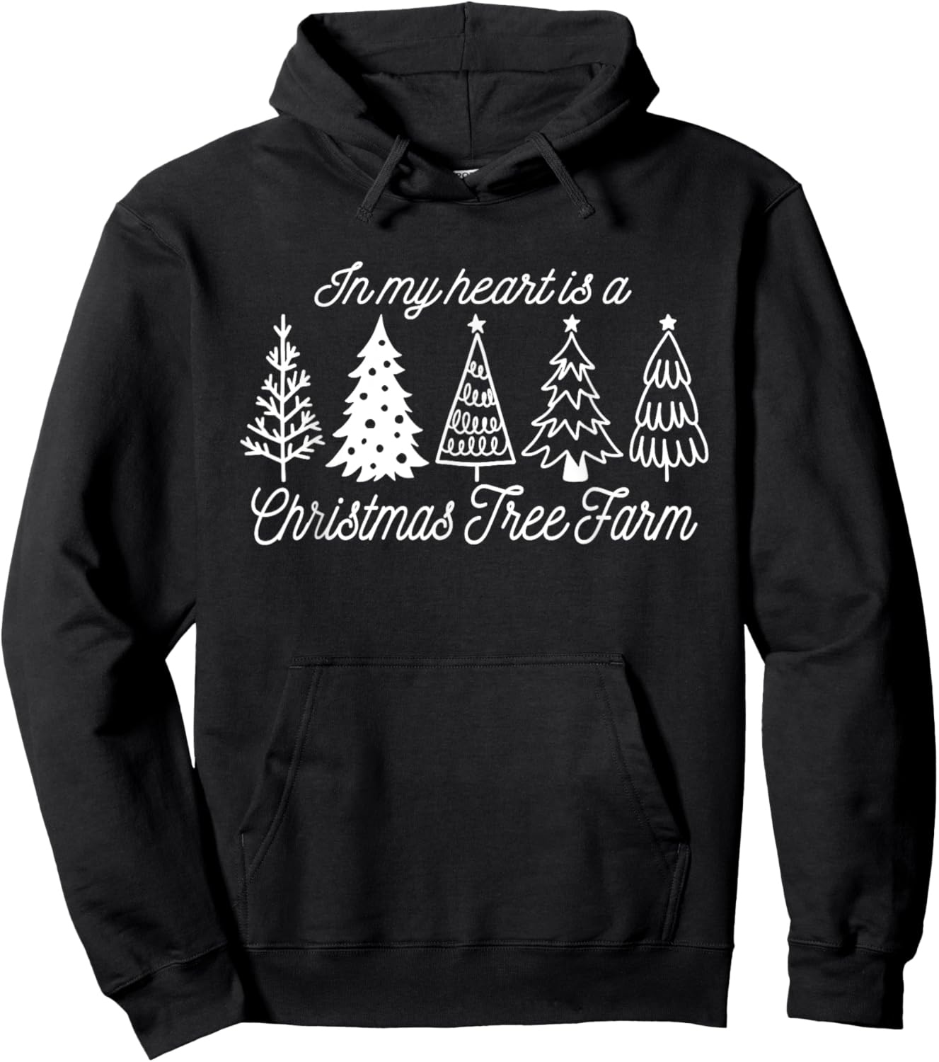 In My Heart is a Christmas Tree Farm, Vintage Christmas Tree Hoodie - Hoodie | Black