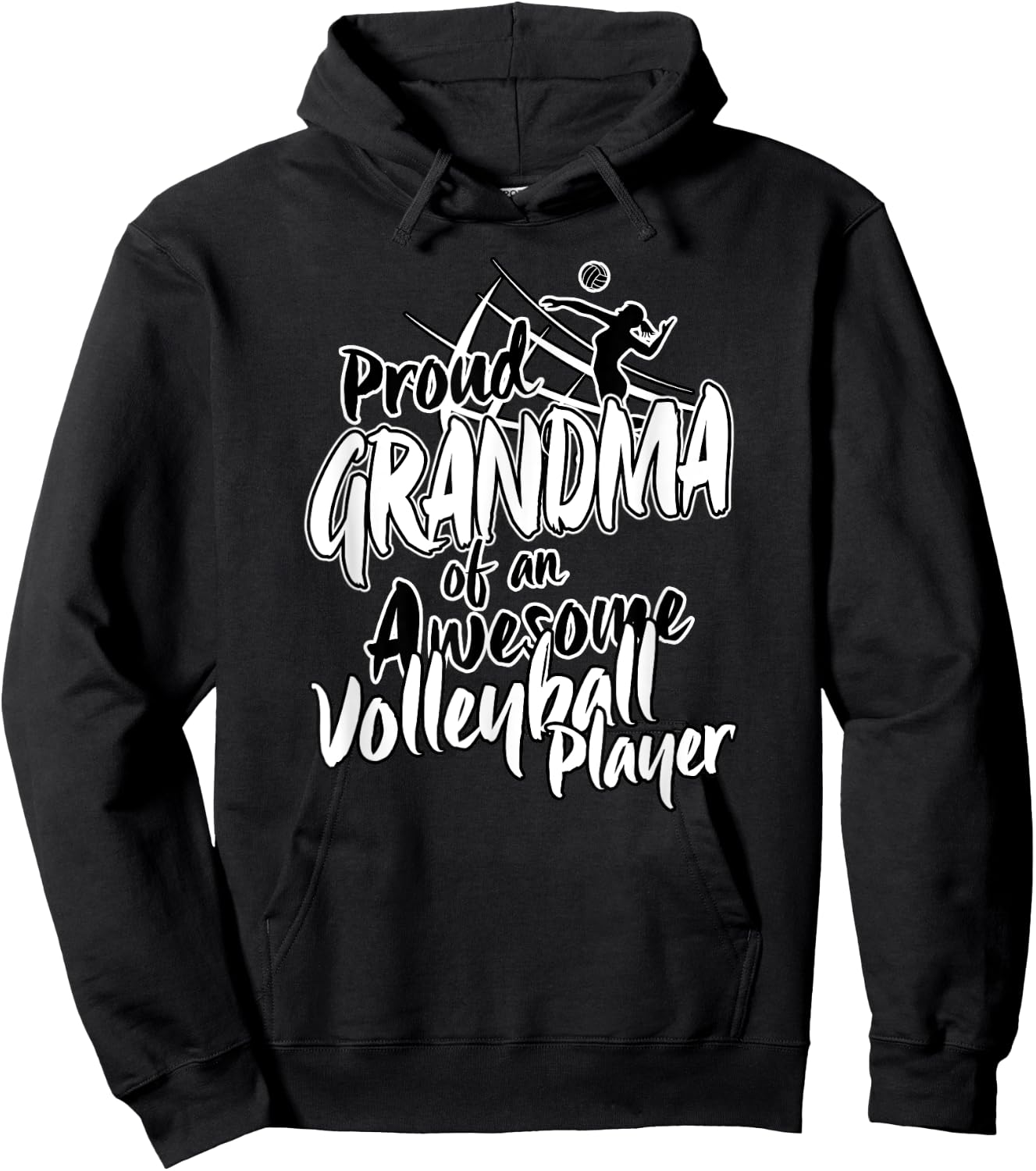 Proud Volleyball Grandma Fan Matching Sports Family Women Hoodie - Hoodie | Black