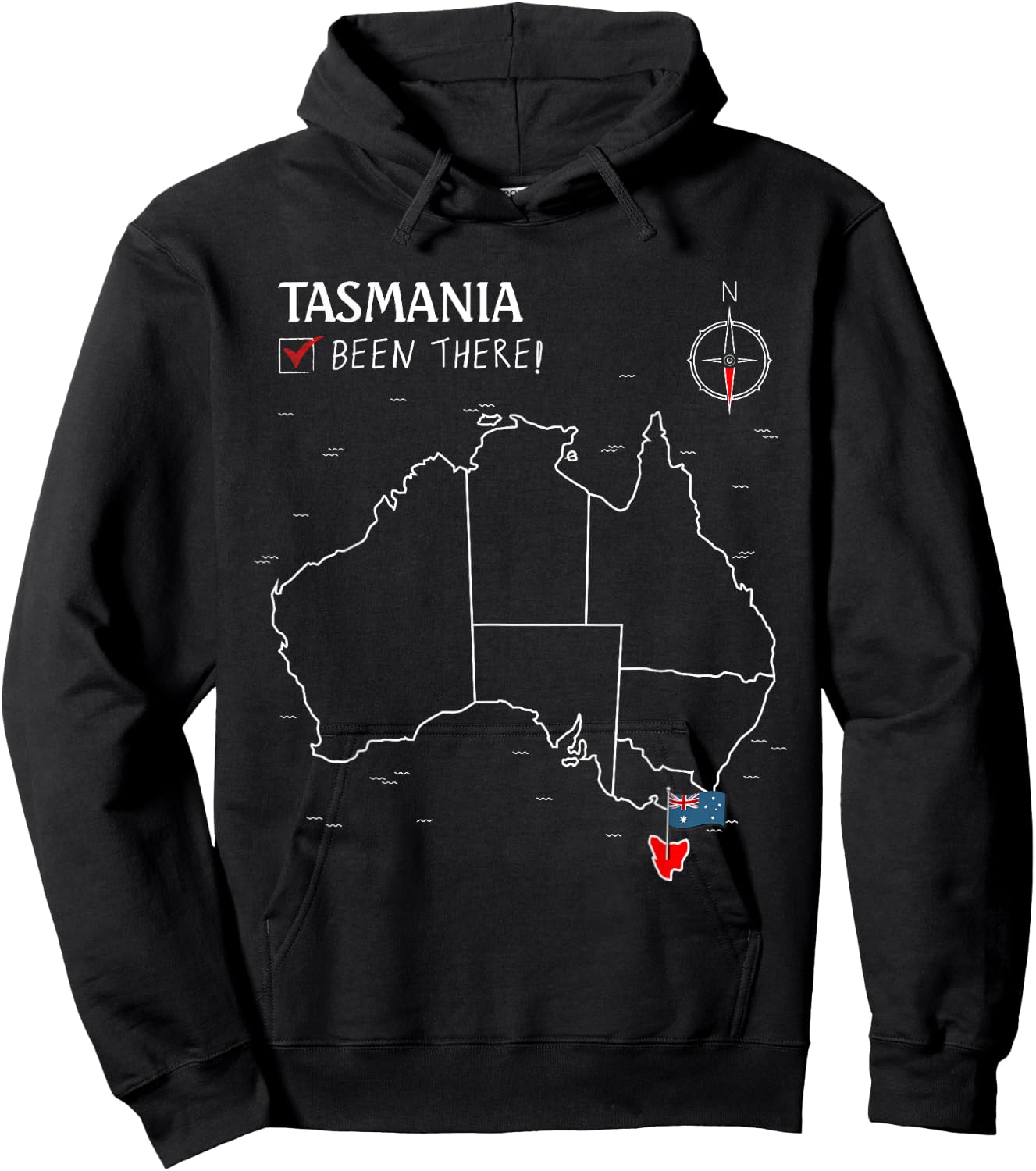 Tasmania Australian Flag Been There Check Off Map Tasmanian Hoodie - Hoodie | Black