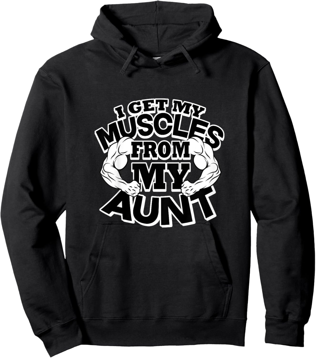 Kids I Get My Muscles From My Aunt Funny Fitness Gym Hoodie - Hoodie | Black