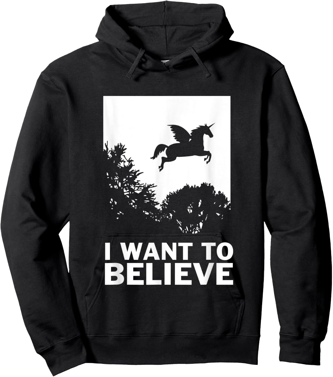 I Want To Believe Unicorns - UFO Conspiracy Flying Hoodie - Hoodie | Black