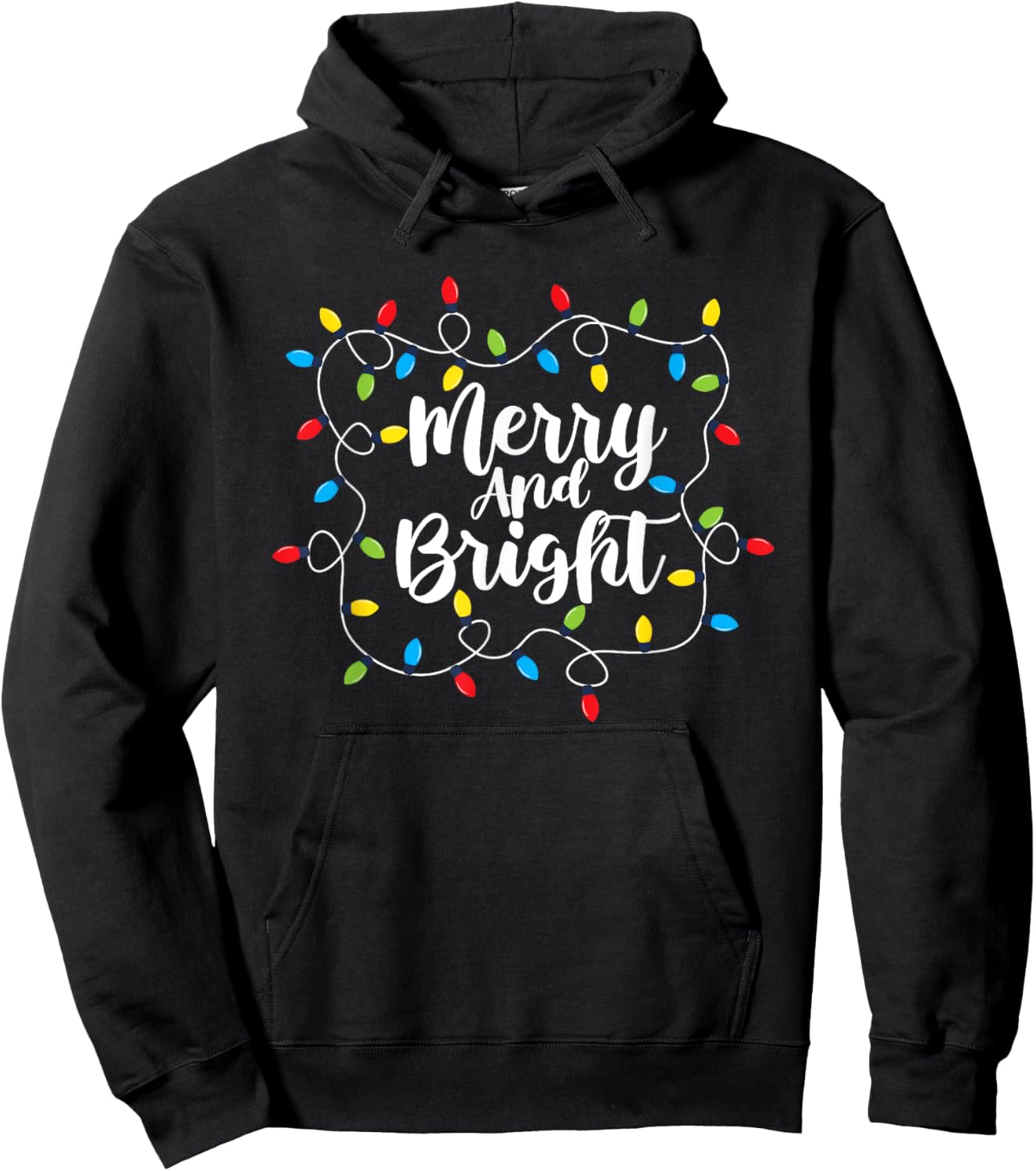 Merry And Bright Santa Christmas Xmas Lights Pajamas Holiday Hoodie - Hoodie | Black