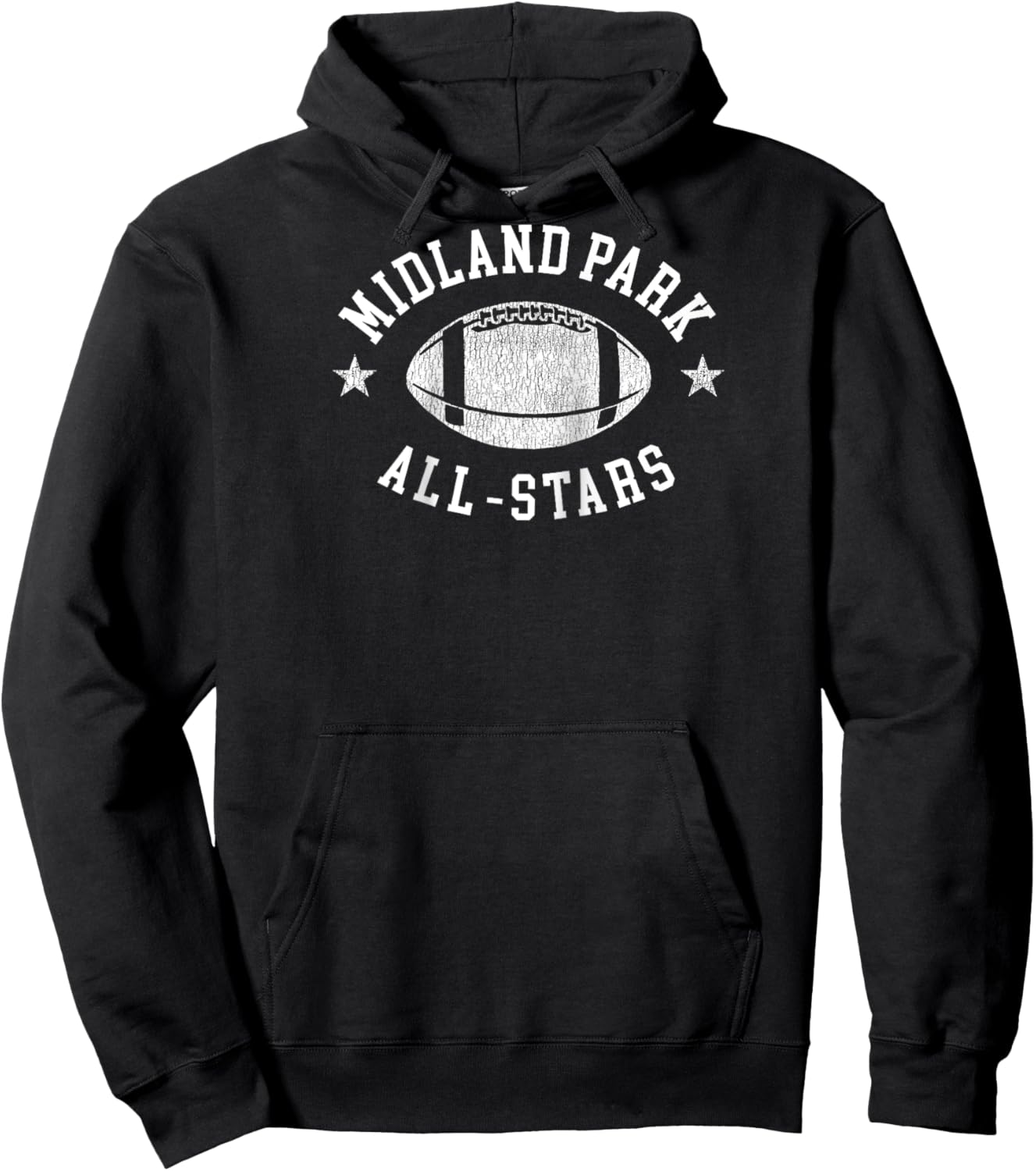 Midland Park Vintage All-Stars Football Retro 80s Raglan Baseball Hoodie - Hoodie | Black