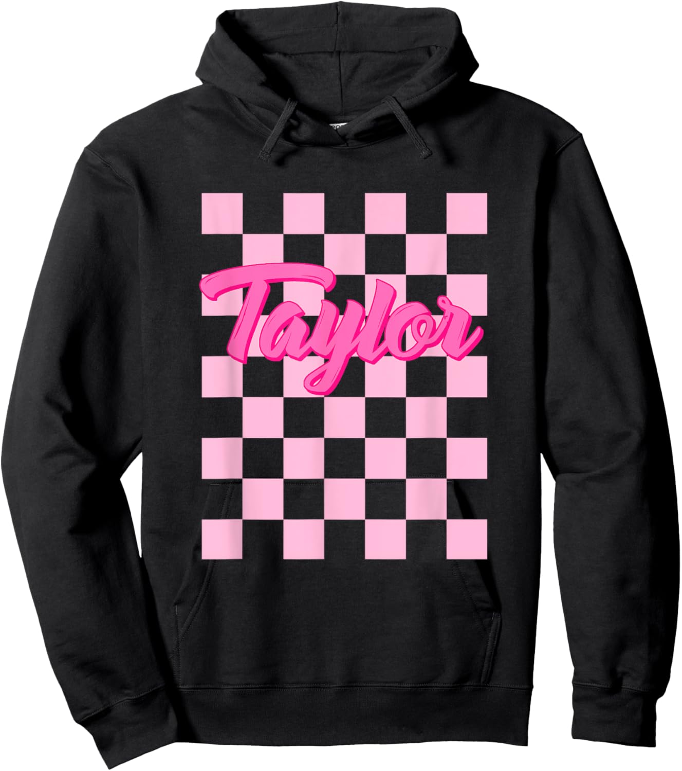 Girl Retro TAYLOR First Name Personalized Groovy Birthday Hoodie - Hoodie | Black