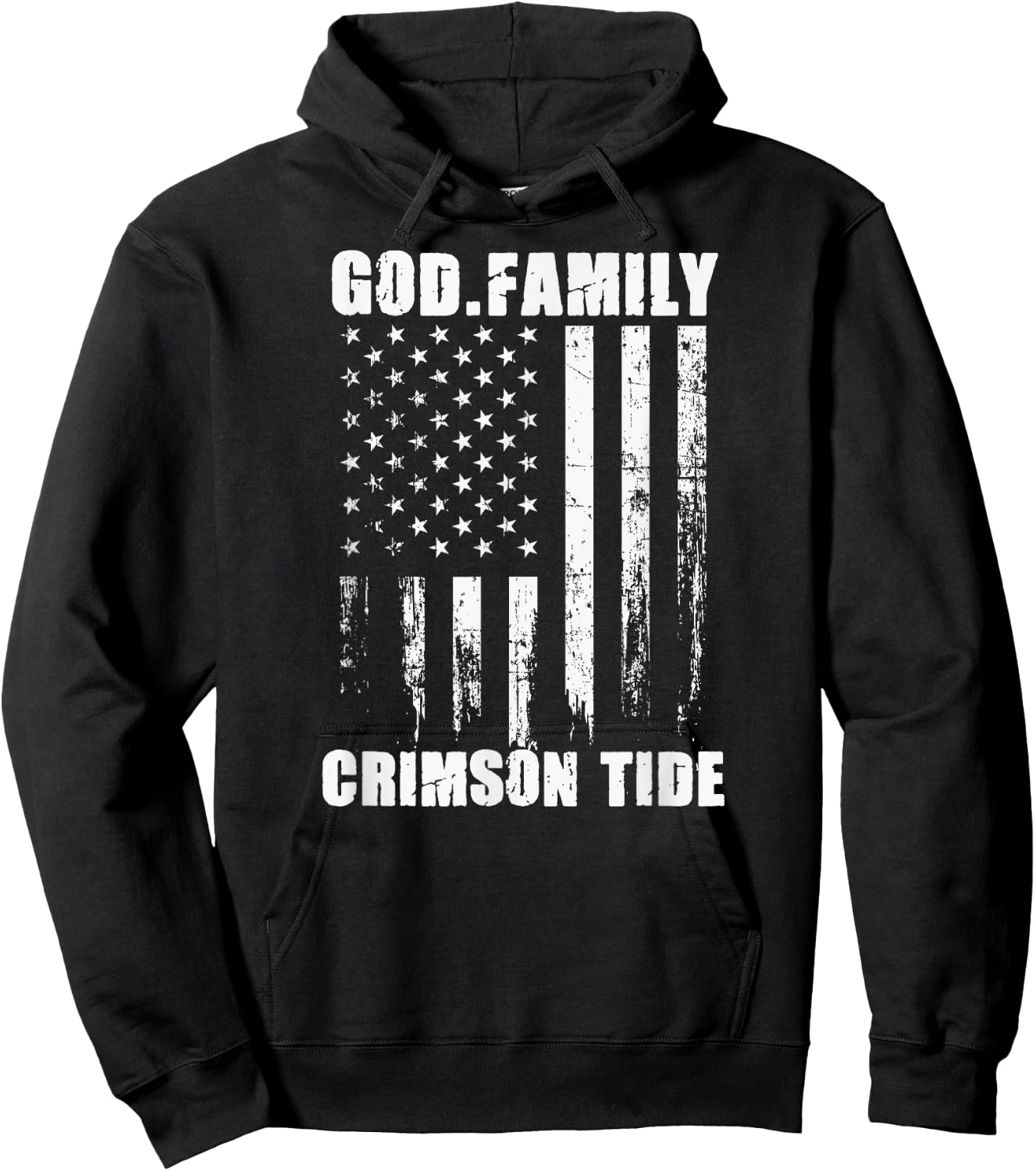 Minden Crimson Tide God. Family. Vintage USA Flag Hoodie - Hoodie | Black