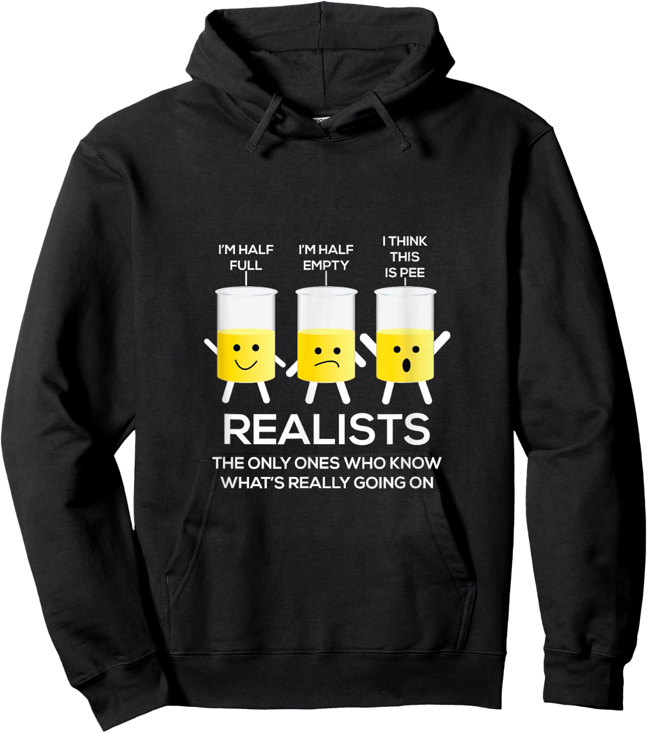 Glass Half Full Half Empty funny Realists Philosophy Hoodie - Hoodie | Black