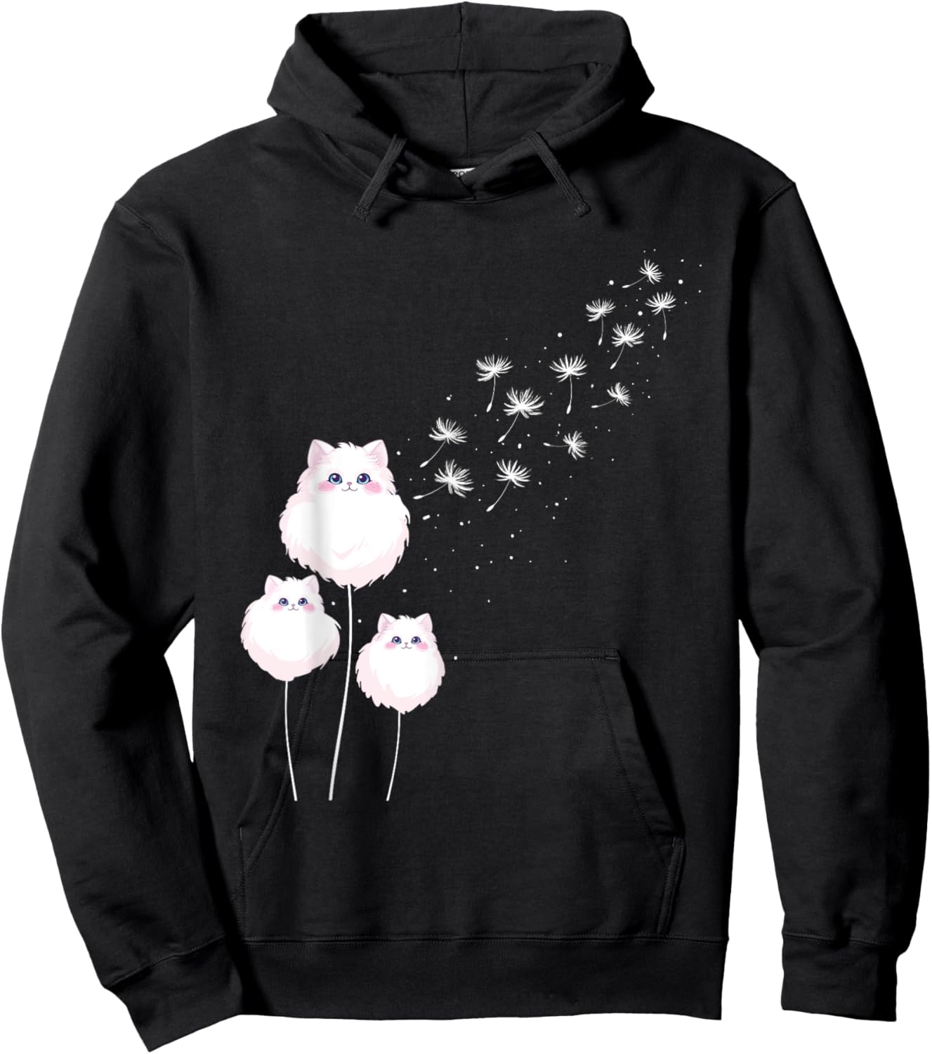 Cute Cat Dandelions - Cat Lover Kitten Owner Kitty Men Women Girls Kids Hoodie - Hoodie | Black