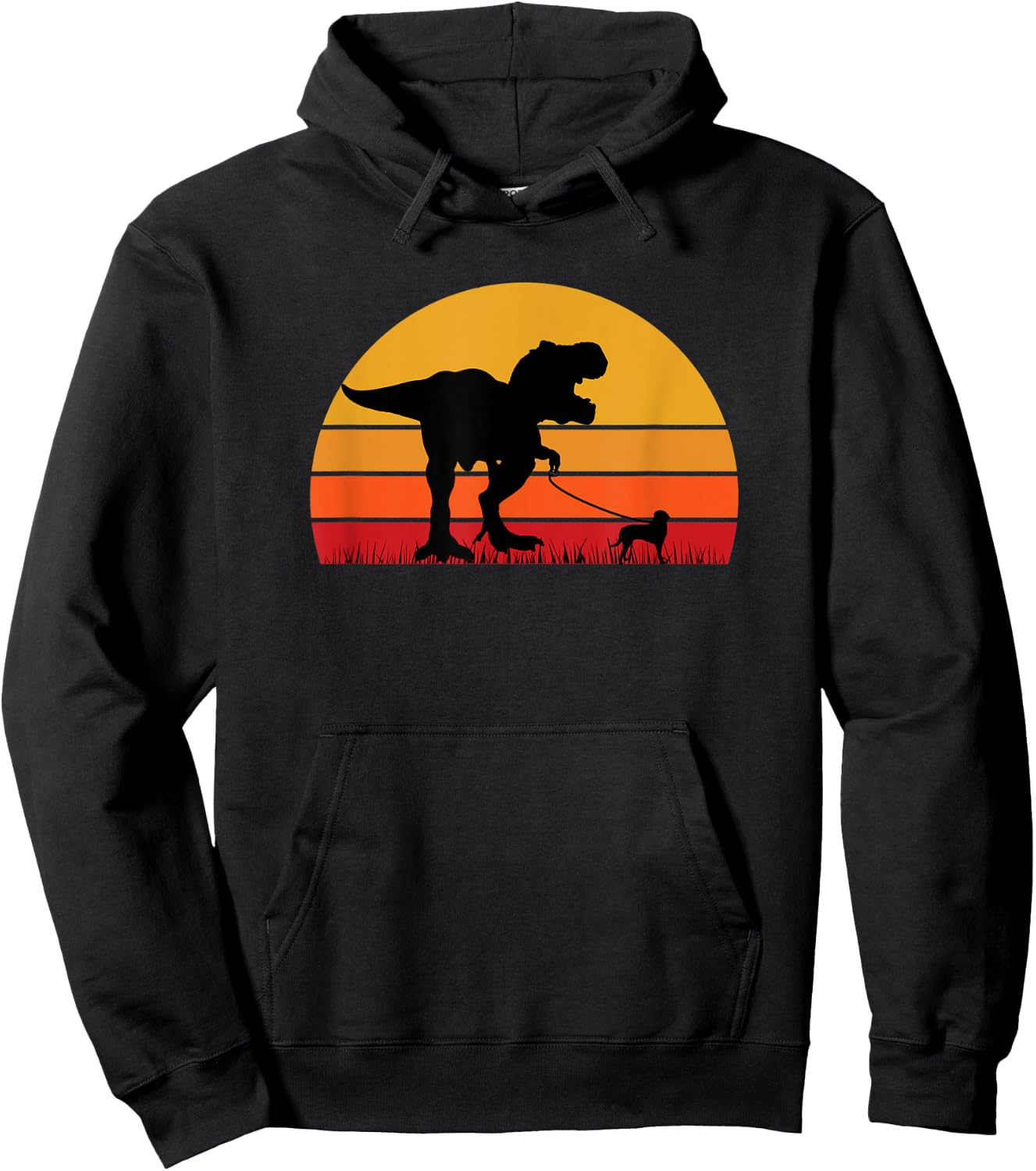 T-Rex Walking Beagle Trex Tyrannosaurus Funny Cute Orange Hoodie - Hoodie | Black
