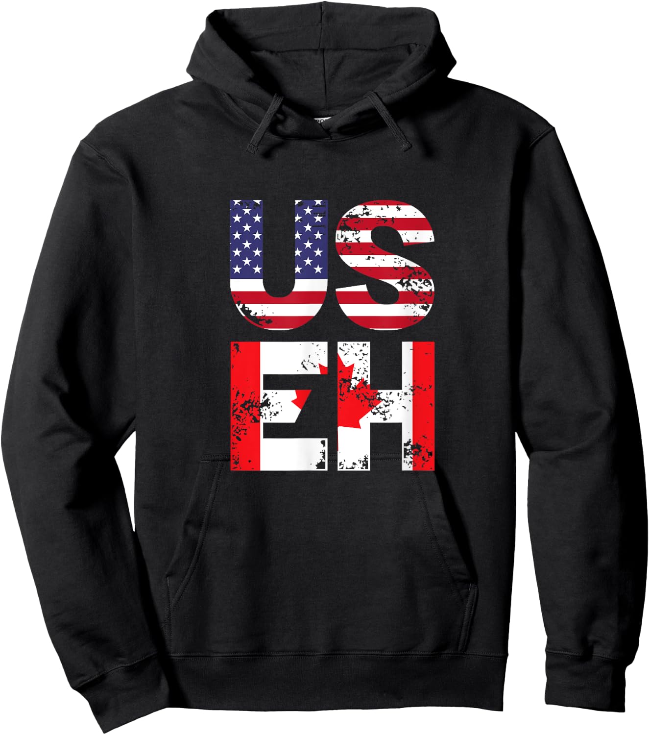US EH Funny Canada American Flag Hoodie - Hoodie | Black
