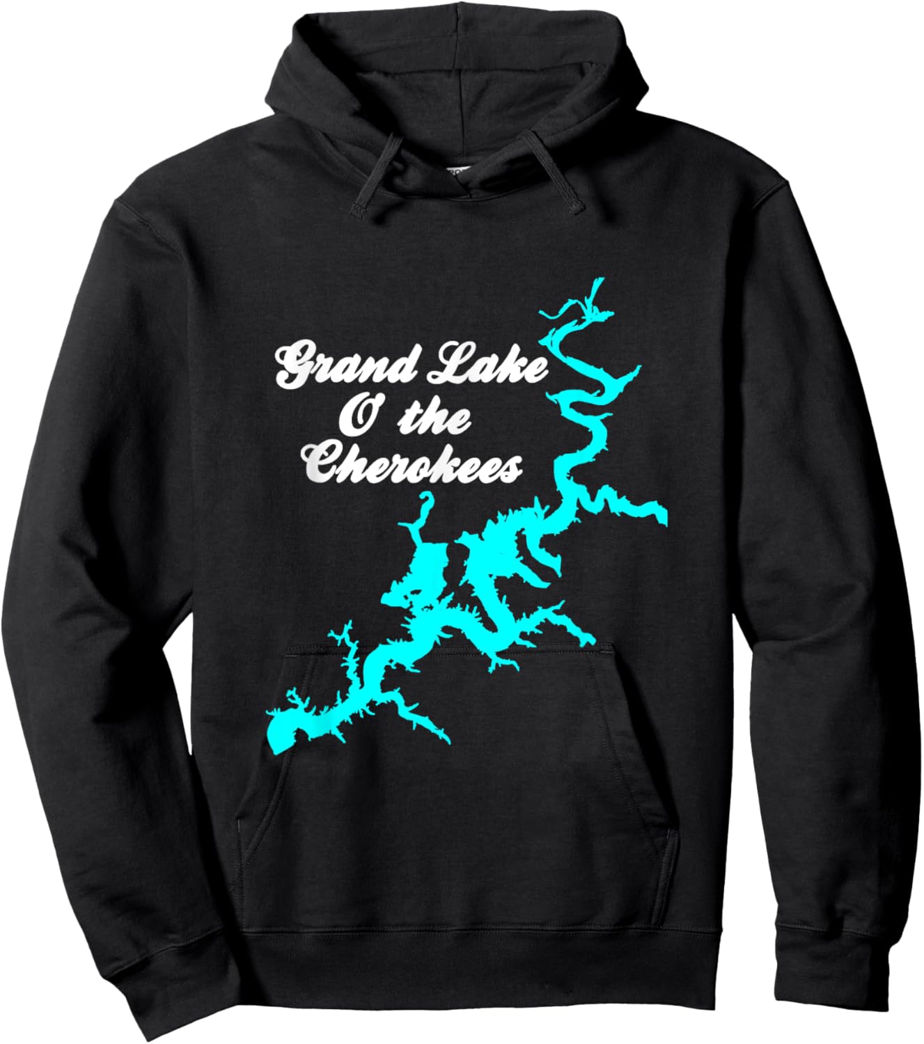 Minimalist Grand Lake of the Cherokees - Oklahoma Hoodie - Hoodie | Black