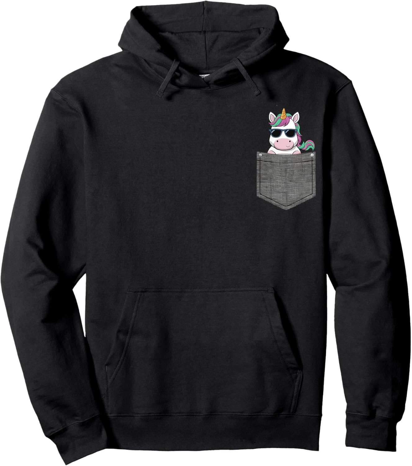 Unicorn in Pocket Hoodie - Hoodie | Black