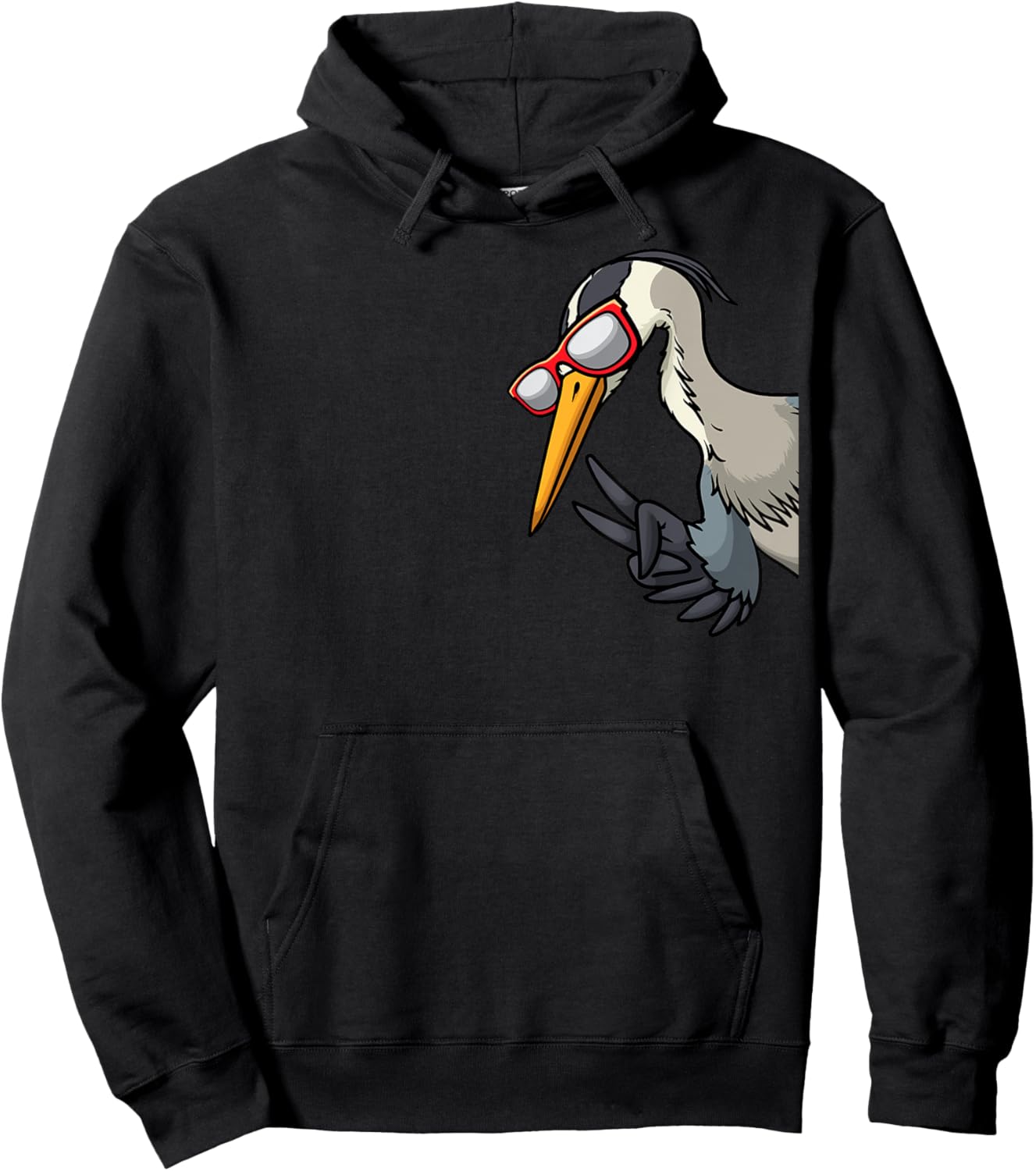Great Blue Heron Bird With Sunglasses From Side Birder Hoodie - Hoodie | Black