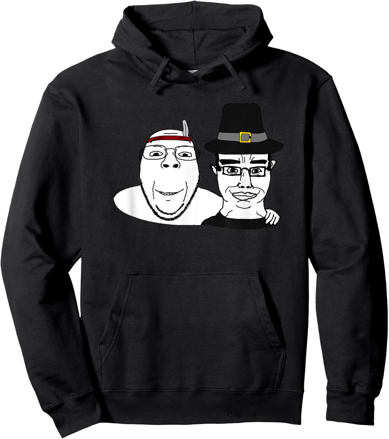 Soyjak Wojak Soyboy Thanksgiving Pilgrim Native America Chud Hoodie - Hoodie | Black