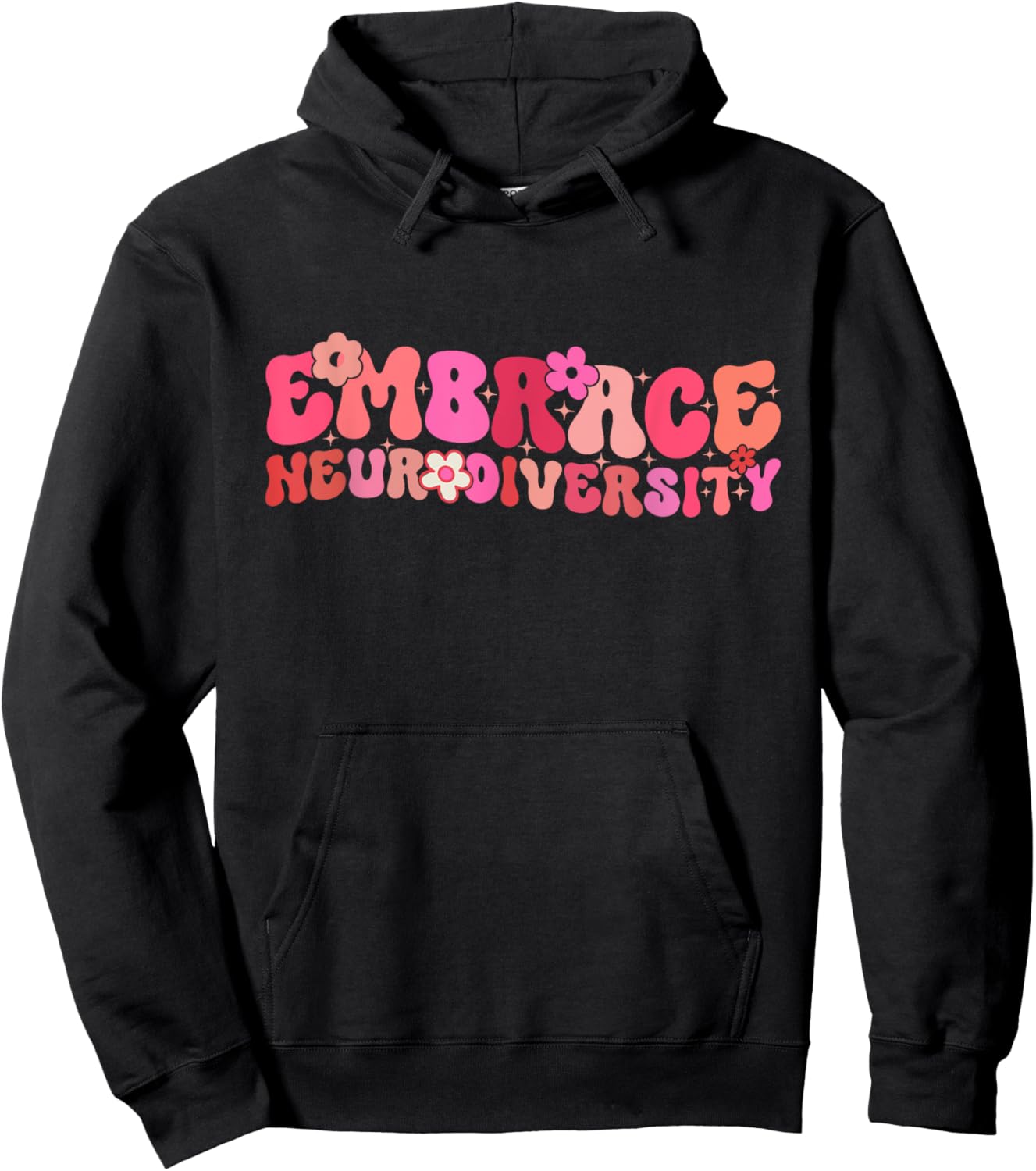 Groovy Embrace Neurodiversity ADHD Autism ASD Awareness Hoodie - Hoodie | Black