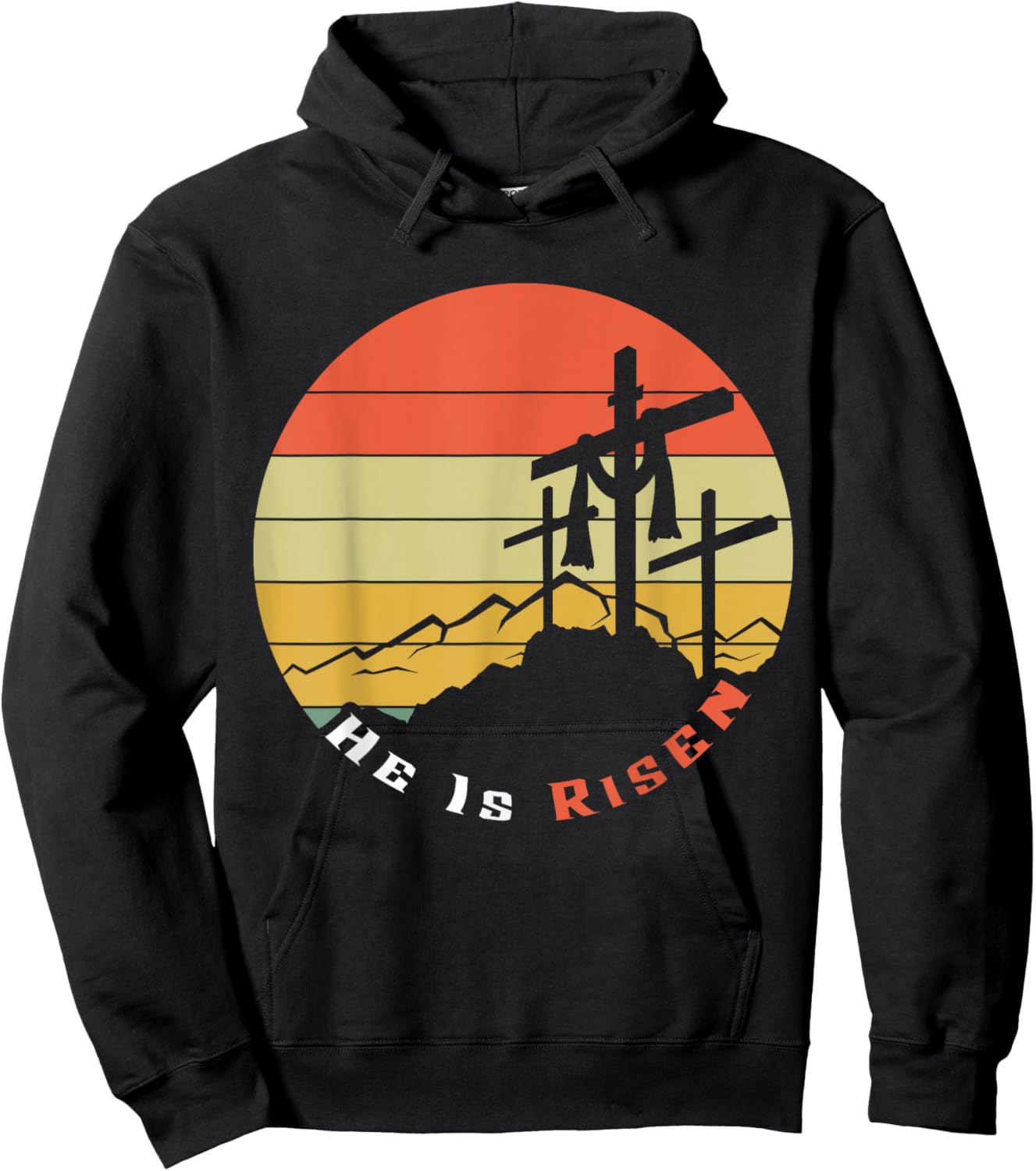Retro He Risen Jesus Christian Religous Easter Sunday Jesus Hoodie - Hoodie | Black