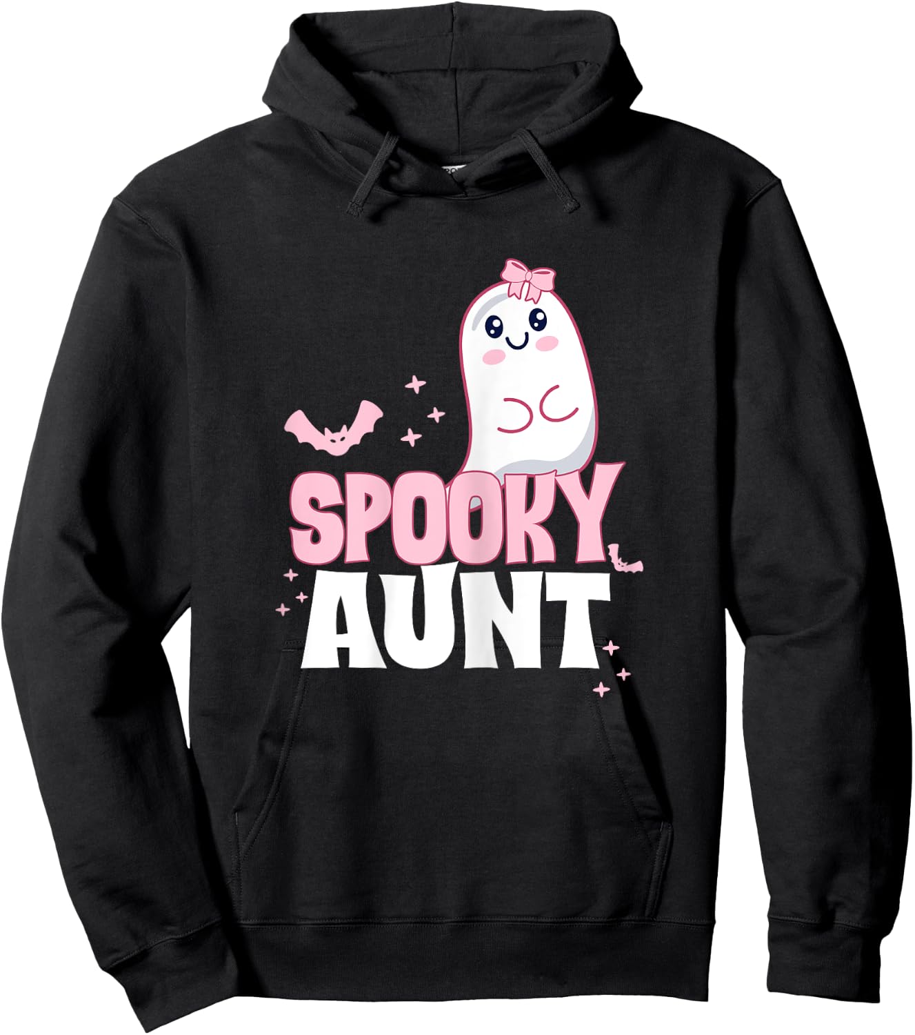Spooky Aunt Family Cute Pink White Ghost Boo Halloween Hoodie - Hoodie | Black