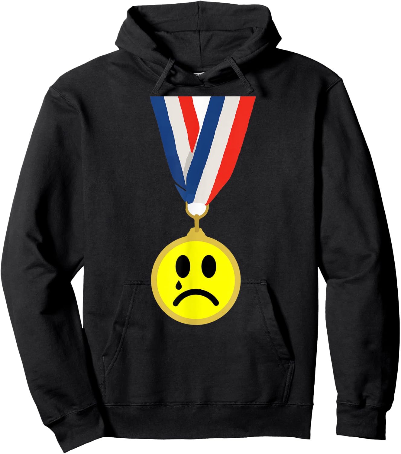Crying Sad Face Medal Last Place Loser Trophy Hoodie - Hoodie | Black