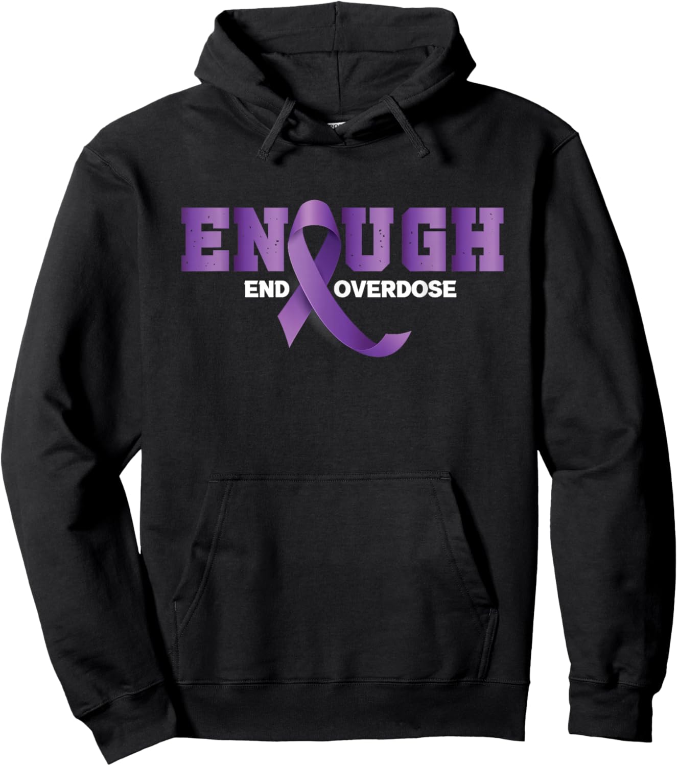 Enough End Overdose | Purple Ribbon | Overdose Awareness Hoodie - Hoodie | Black