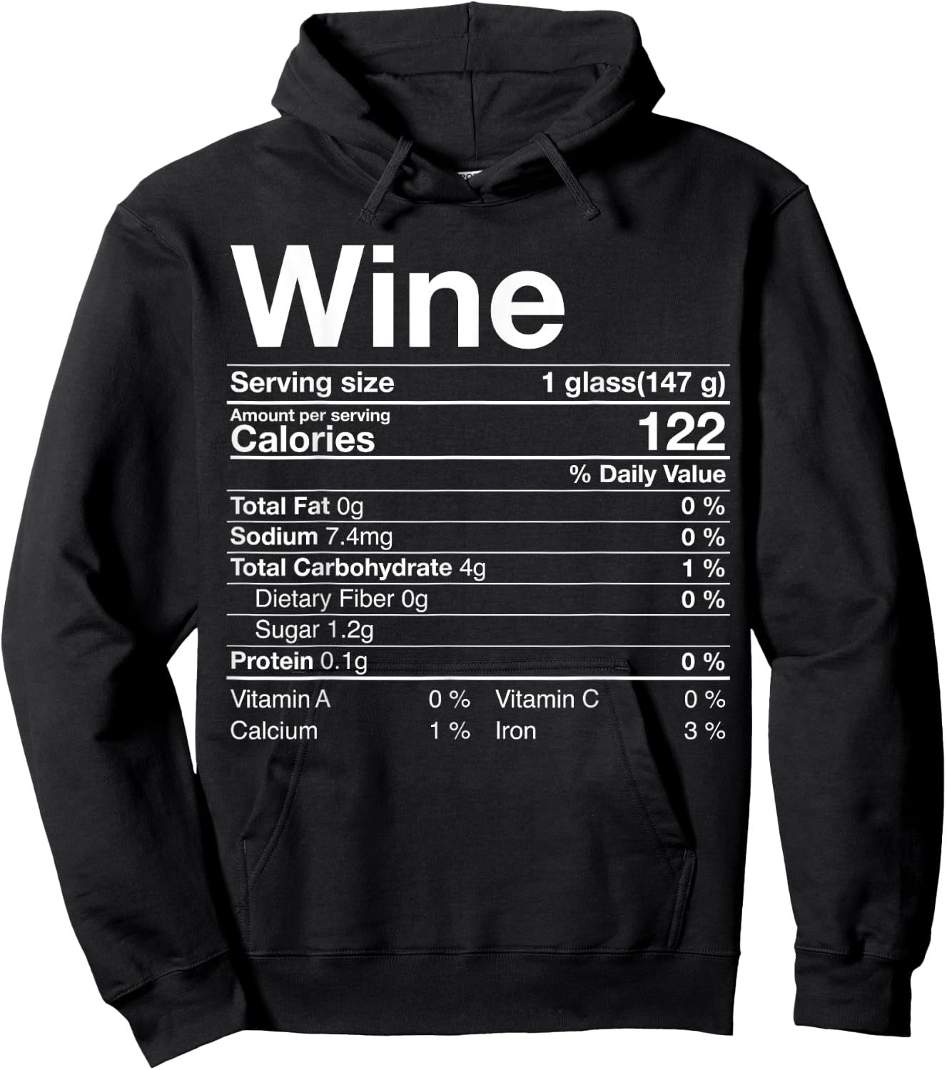 Wine Nutrition Facts Thanksgiving Gift Drinking Costume Hoodie - Hoodie | Black