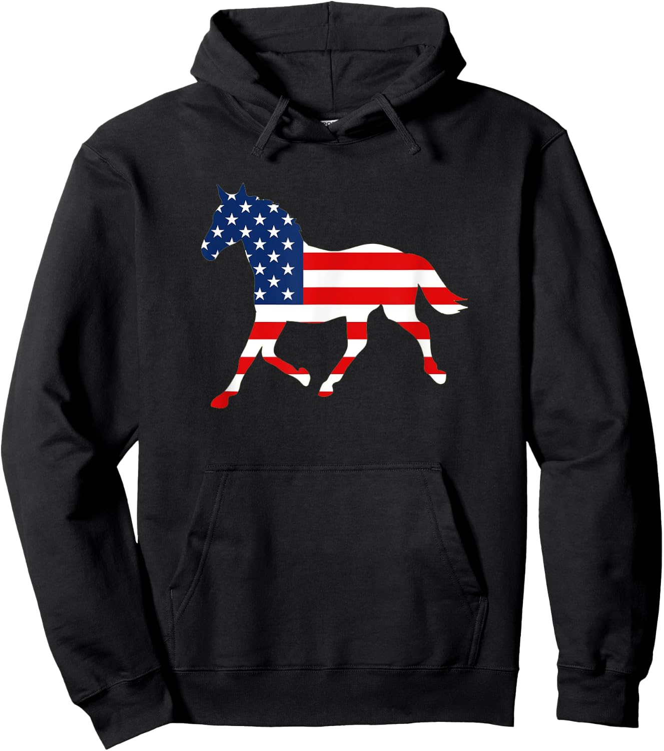 American Patriotic Horse USA Flag July 4th Gift Equestrian Hoodie - Hoodie | Black