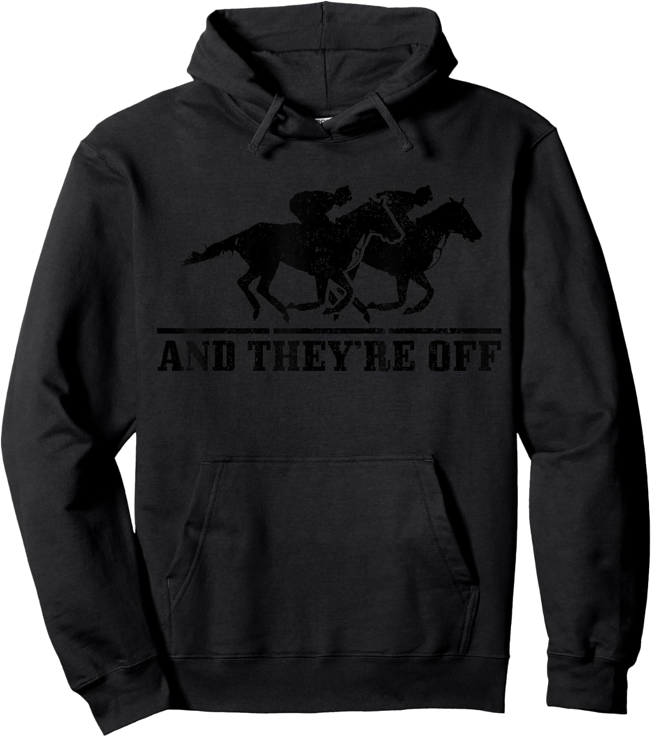 And They're Off Horse Racing Funny Gift Hoodie - Hoodie | Black