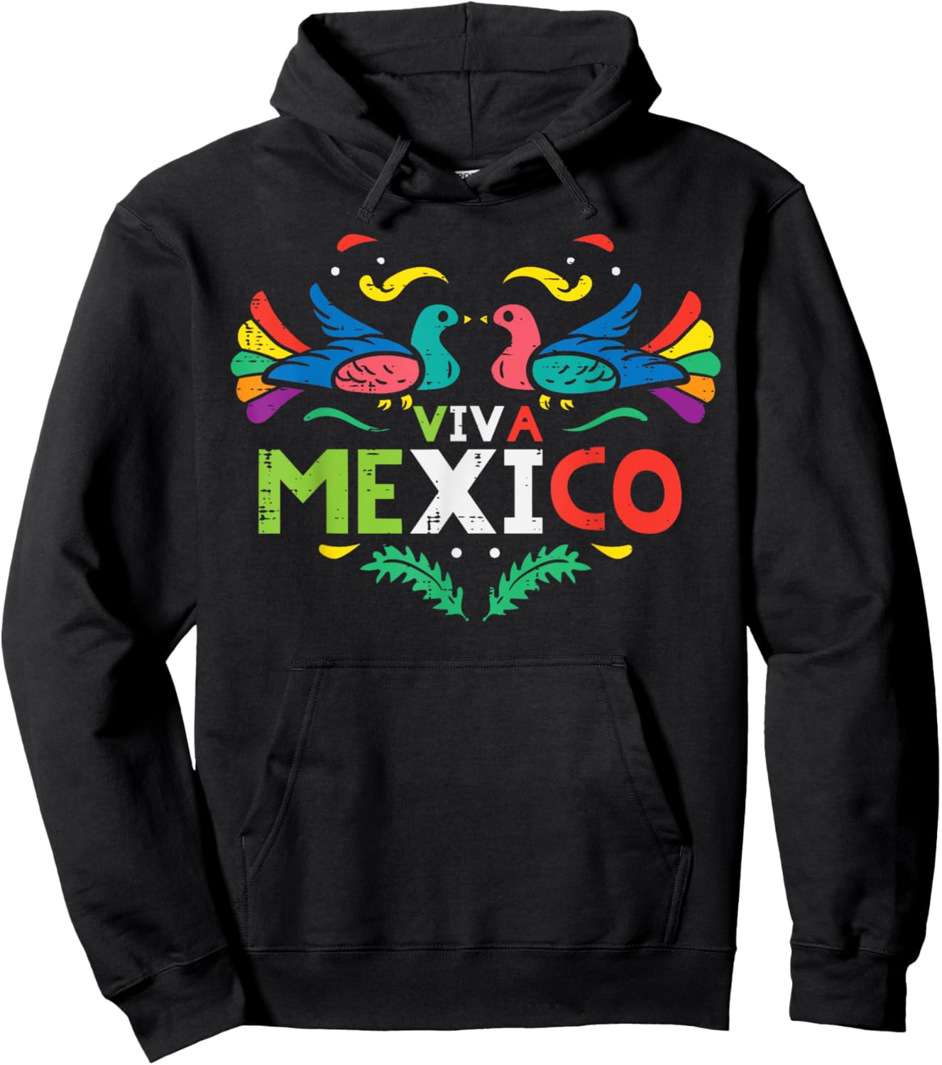 Viva Mexico Otomi Bird Mexican Independence Girls Kids Women Hoodie - Hoodie | Black