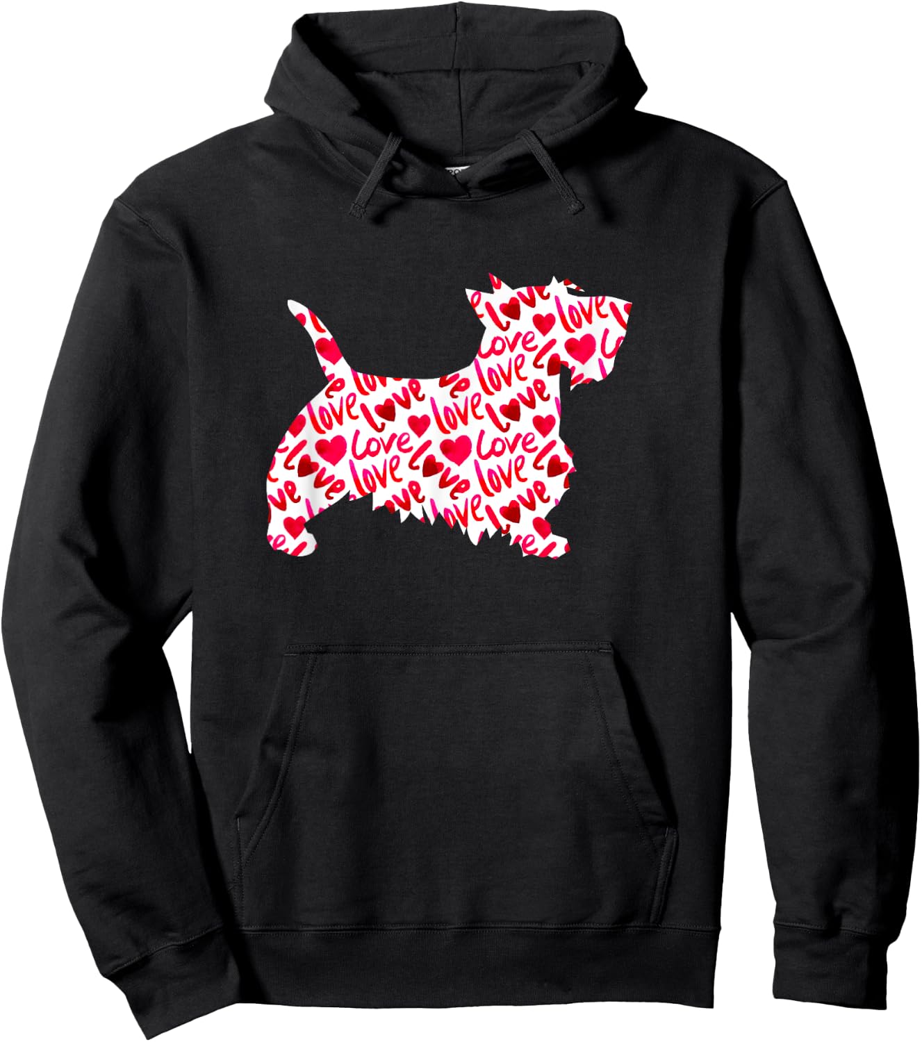 Scottie Scottish Terrier Heart Dog Valentine's Day Hoodie - Hoodie | Black