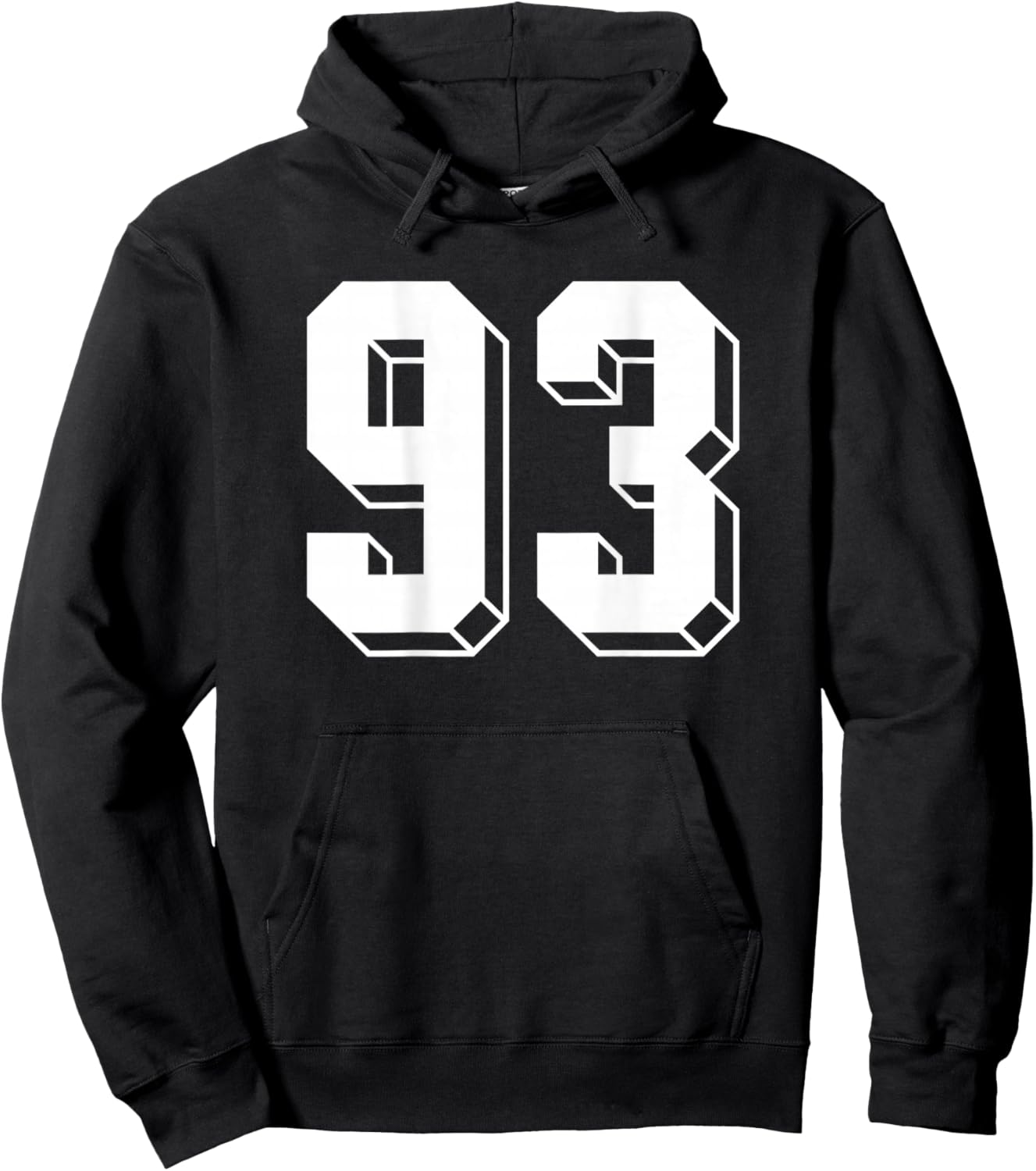Number 93 BACKSIDE - Retro 80s 90s Team Jersey Numbered Hoodie - Hoodie | Black
