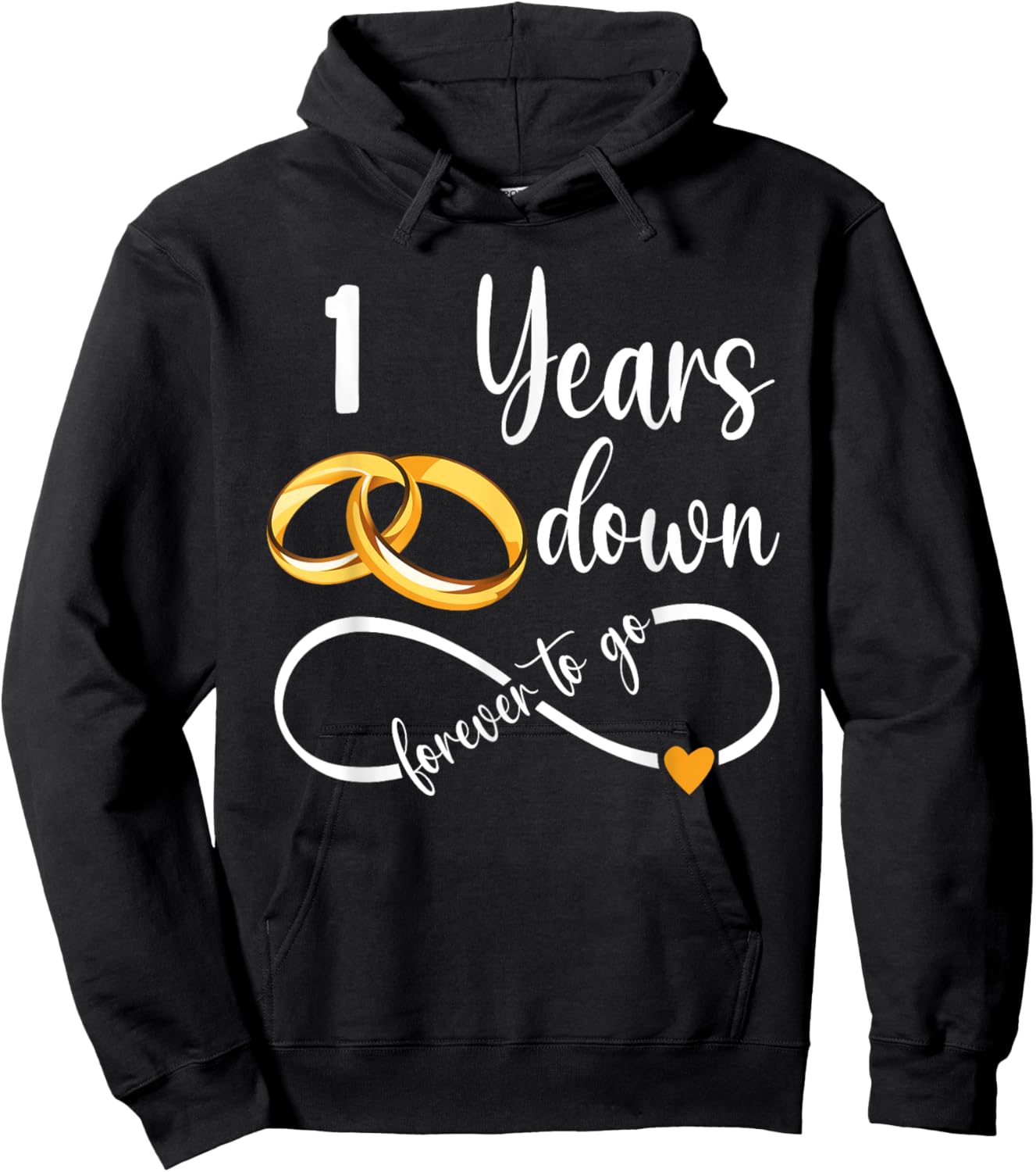 1 Year Down Forever To Go Couple 1st Wedding Anniversary Hoodie - Hoodie | Black