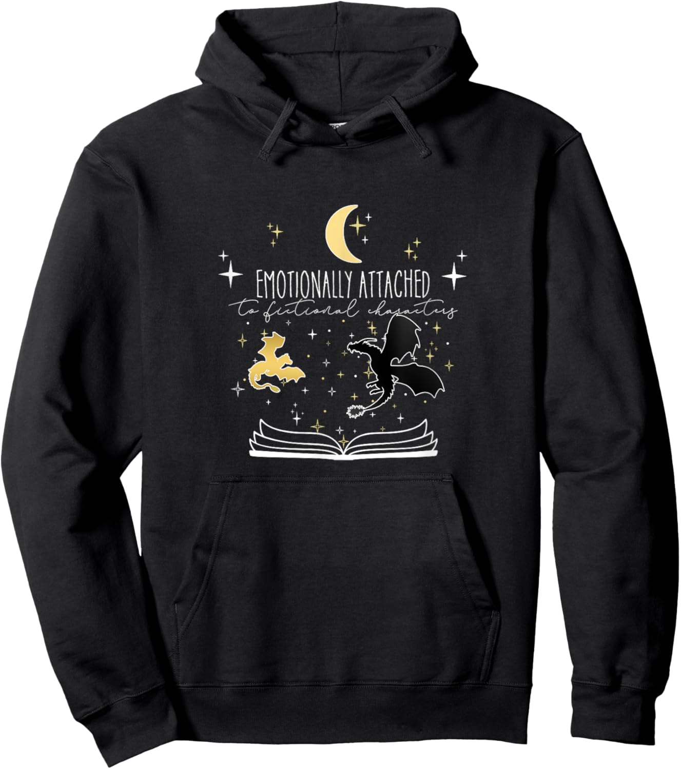 TDK Enterprises - Illumination Emotionally Attached to Fictional Characters -Adult Bookworm Black Short Sleeve S Hoodie - Hoodie | Black