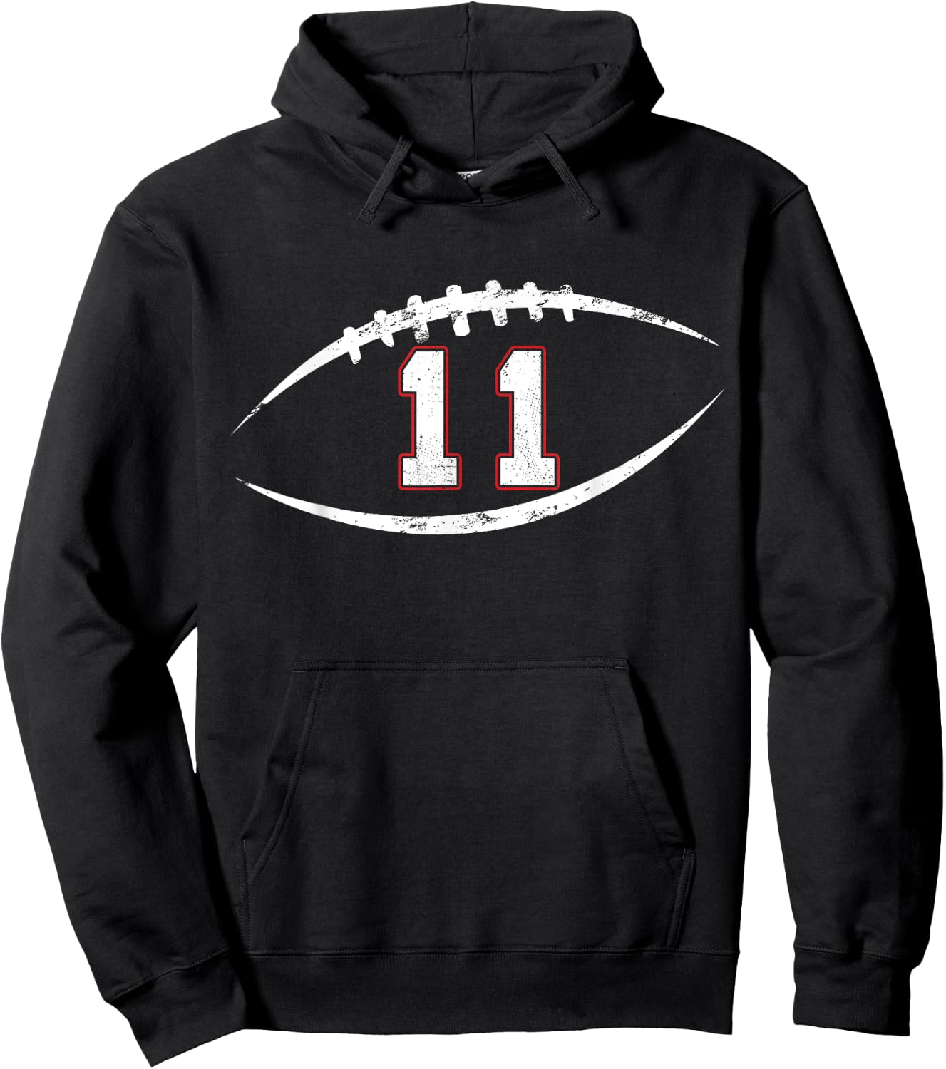 11 Number Vintage Football Player 11 Lucky Number Birthday Hoodie - Hoodie | Black