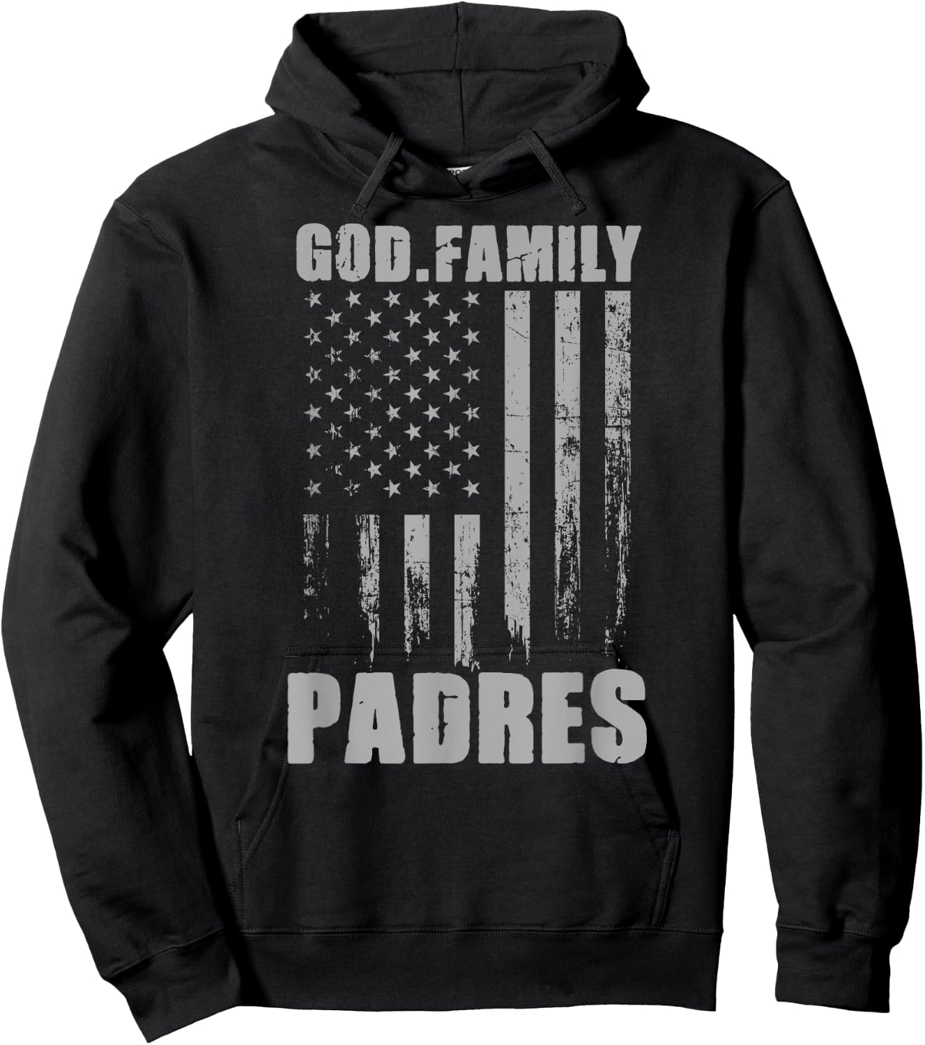 Carmel Padres God. Family. Vintage USA Flag Hoodie - Hoodie | Black