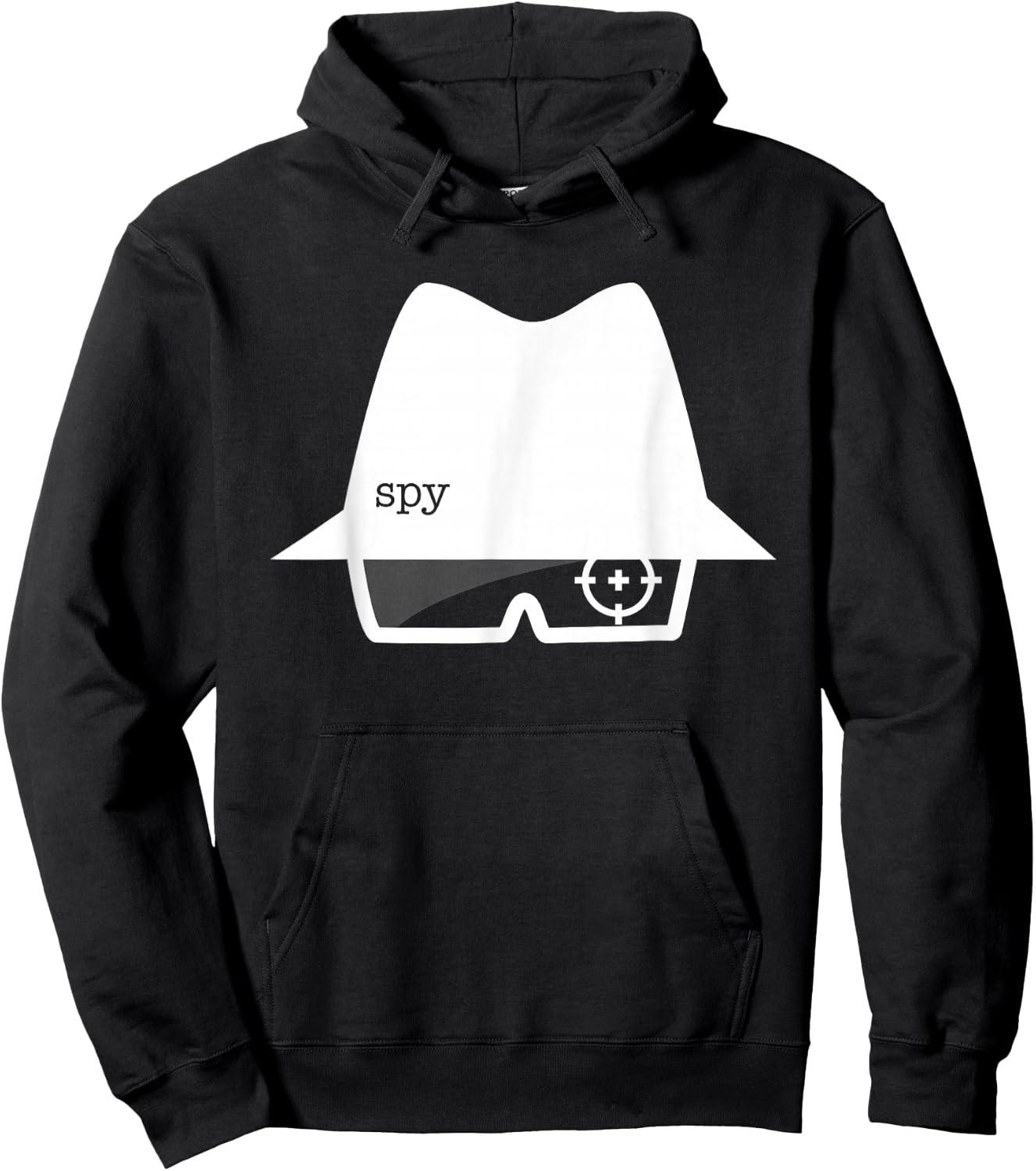 Spy Hat and Glasses Graphic Hoodie - Hoodie | Black