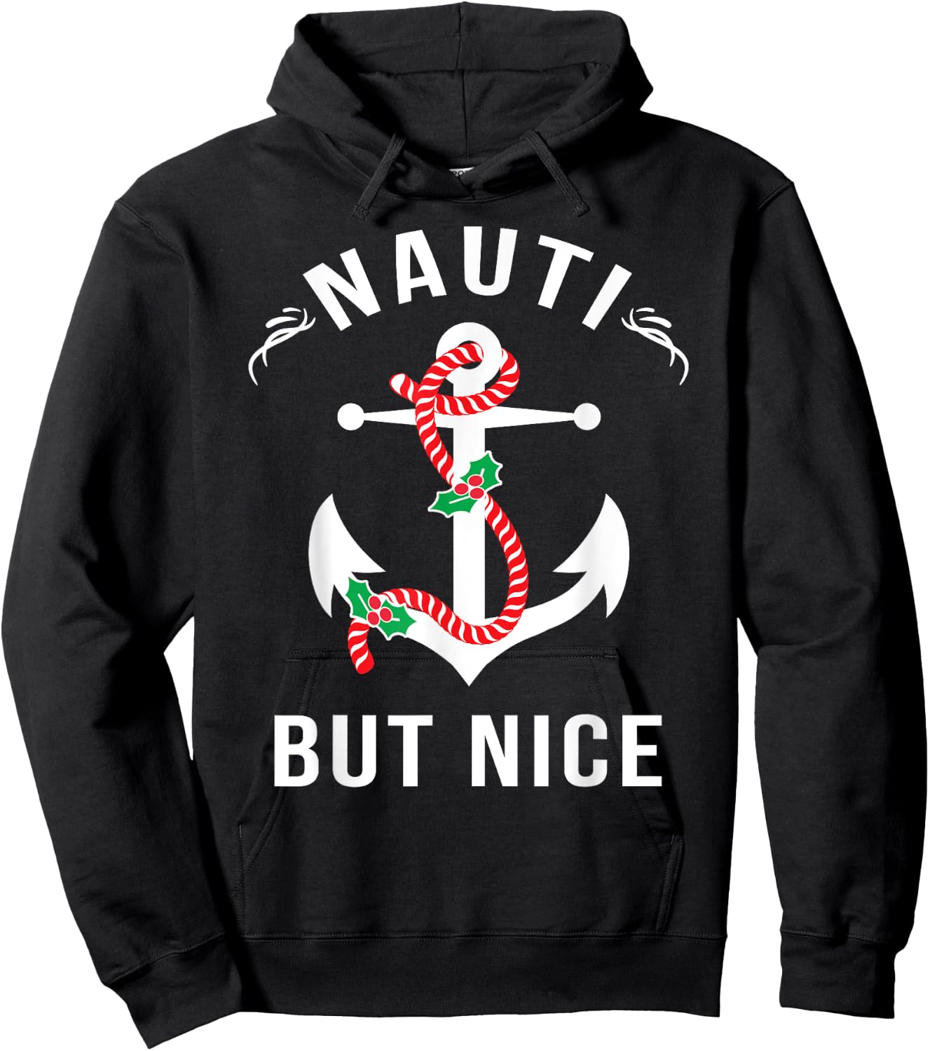 Nauti But Nice Nautical Anchor Beach Christmas Women Kids Hoodie - Hoodie | Black