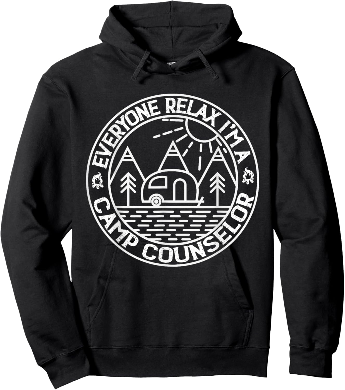 Everyone Relax I'm A Camp Counselor Retro Camp Counselor Hoodie - Hoodie | Black