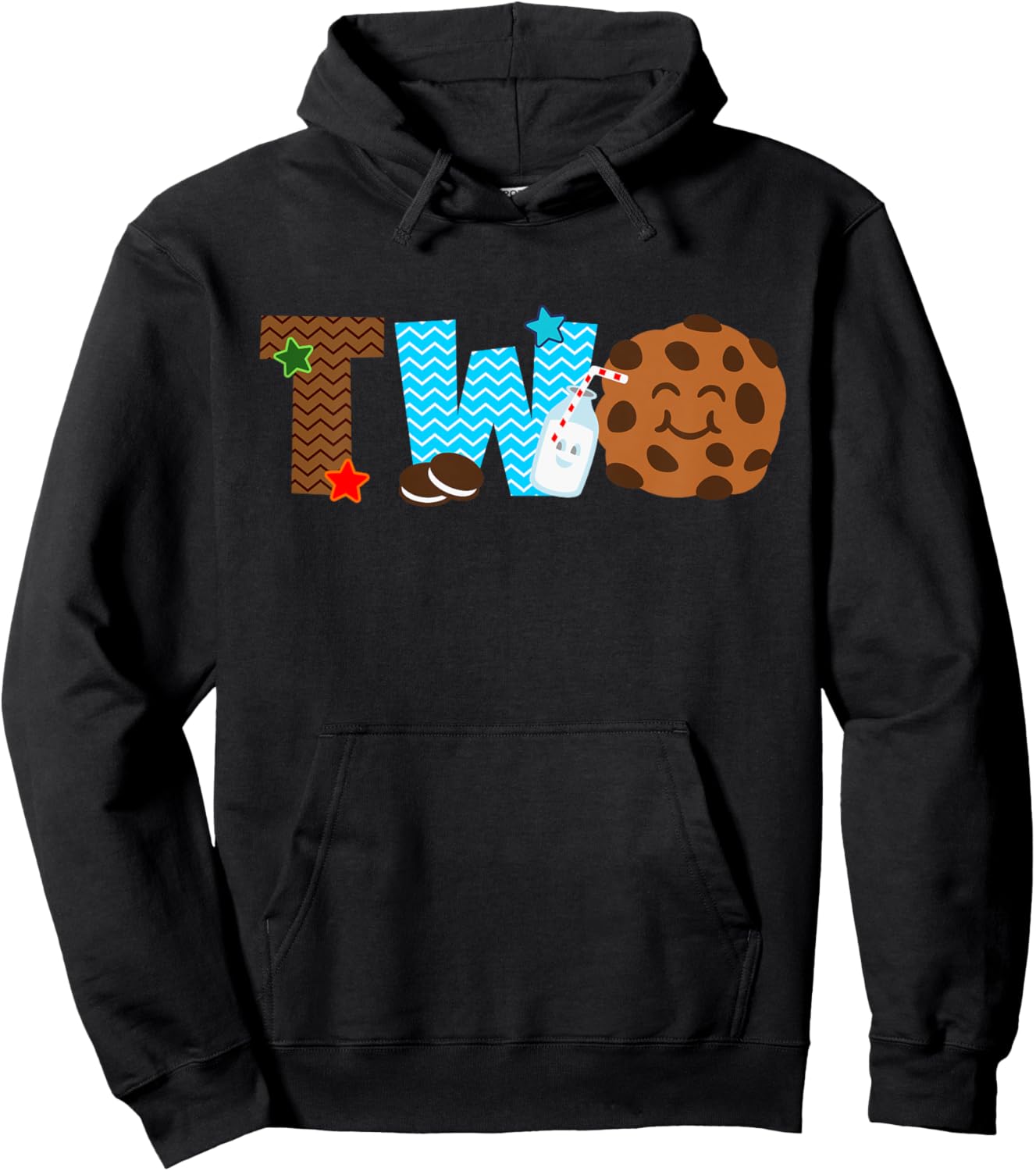 Kids 2nd Second Birthday Milk & Cookies Theme Party Two Year Old Hoodie - Hoodie | Black