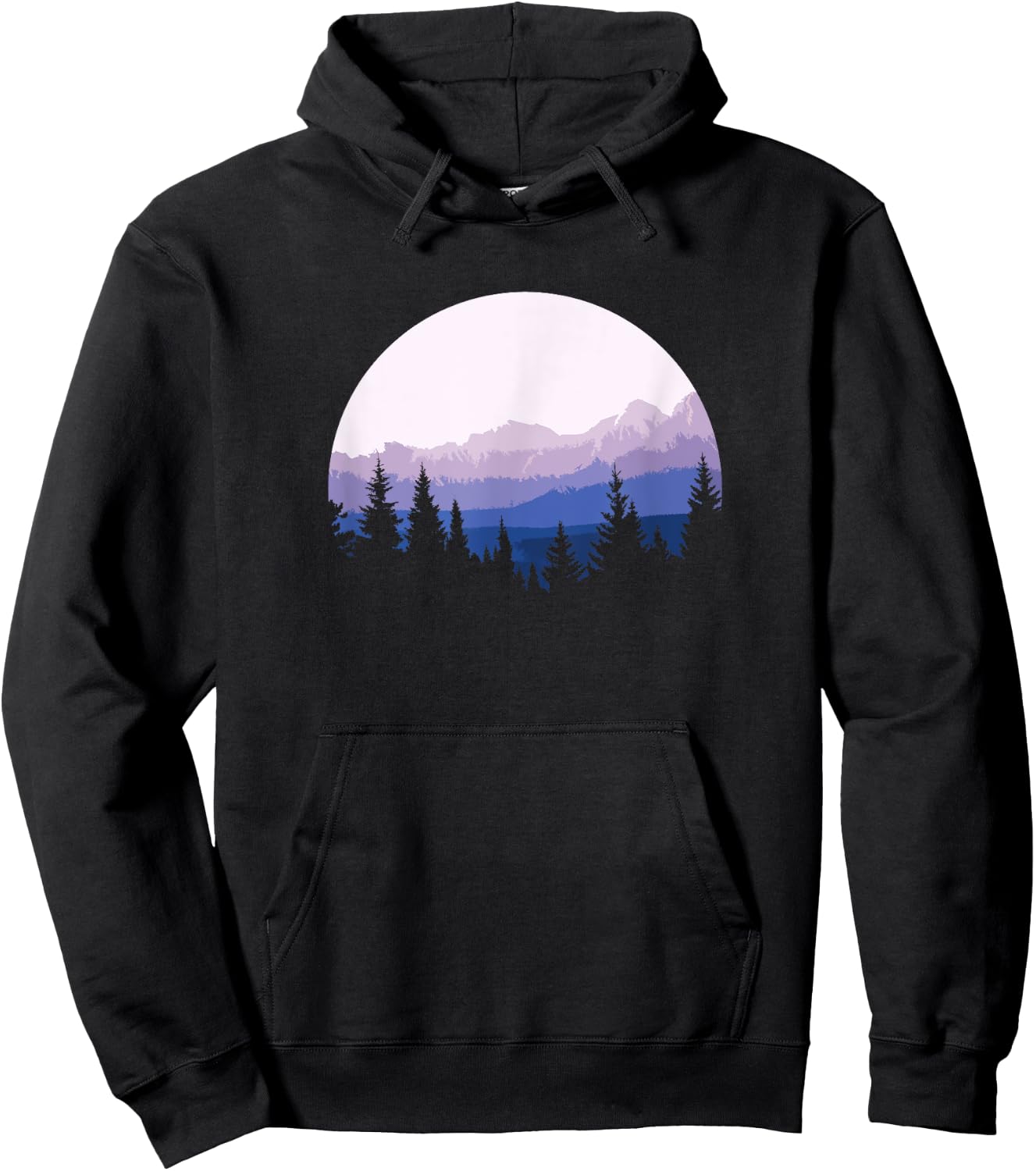 Forest Scene Mountain Silhouette Hoodie - Hoodie | Black