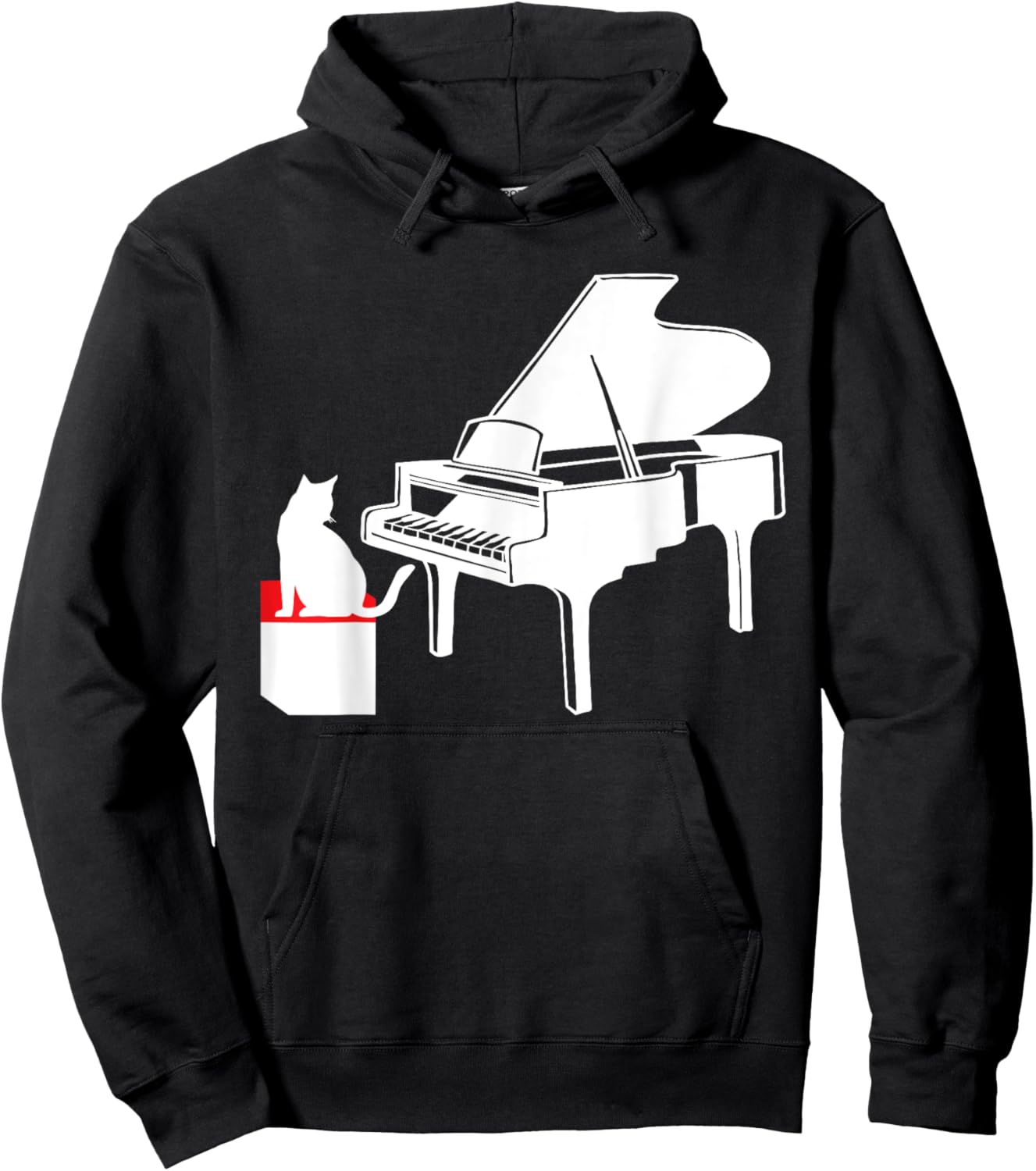 Cat Playing Piano Music Lover Funny Men Women Girls Kids Hoodie - Hoodie | Black