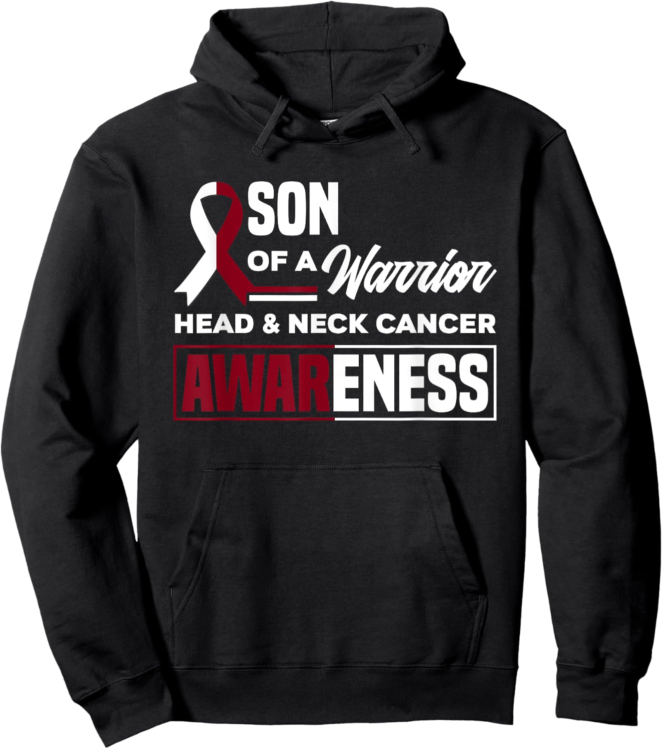 Son Of A Warrior Support Oral Head & Neck Cancer Awareness Hoodie - Hoodie | Black