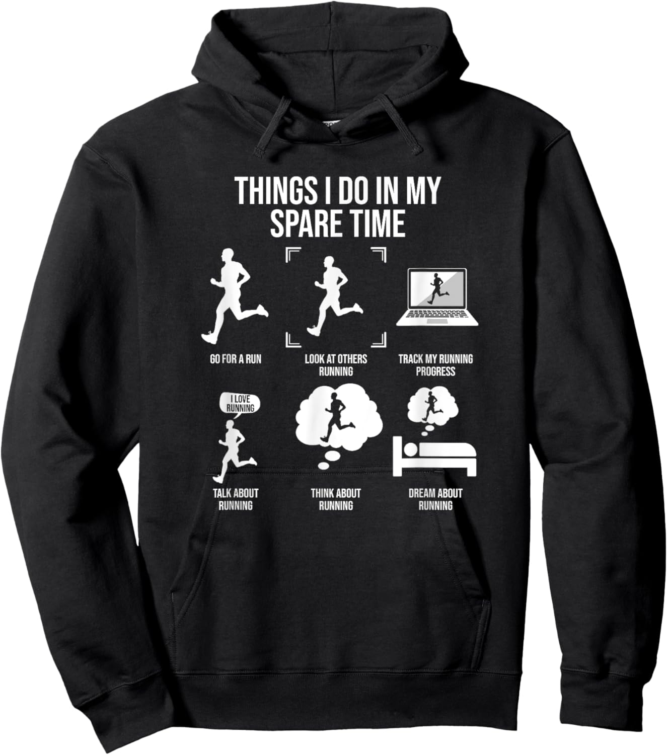 Things I Do In My Spare Time, Male Runner Hoodie - Hoodie | Black