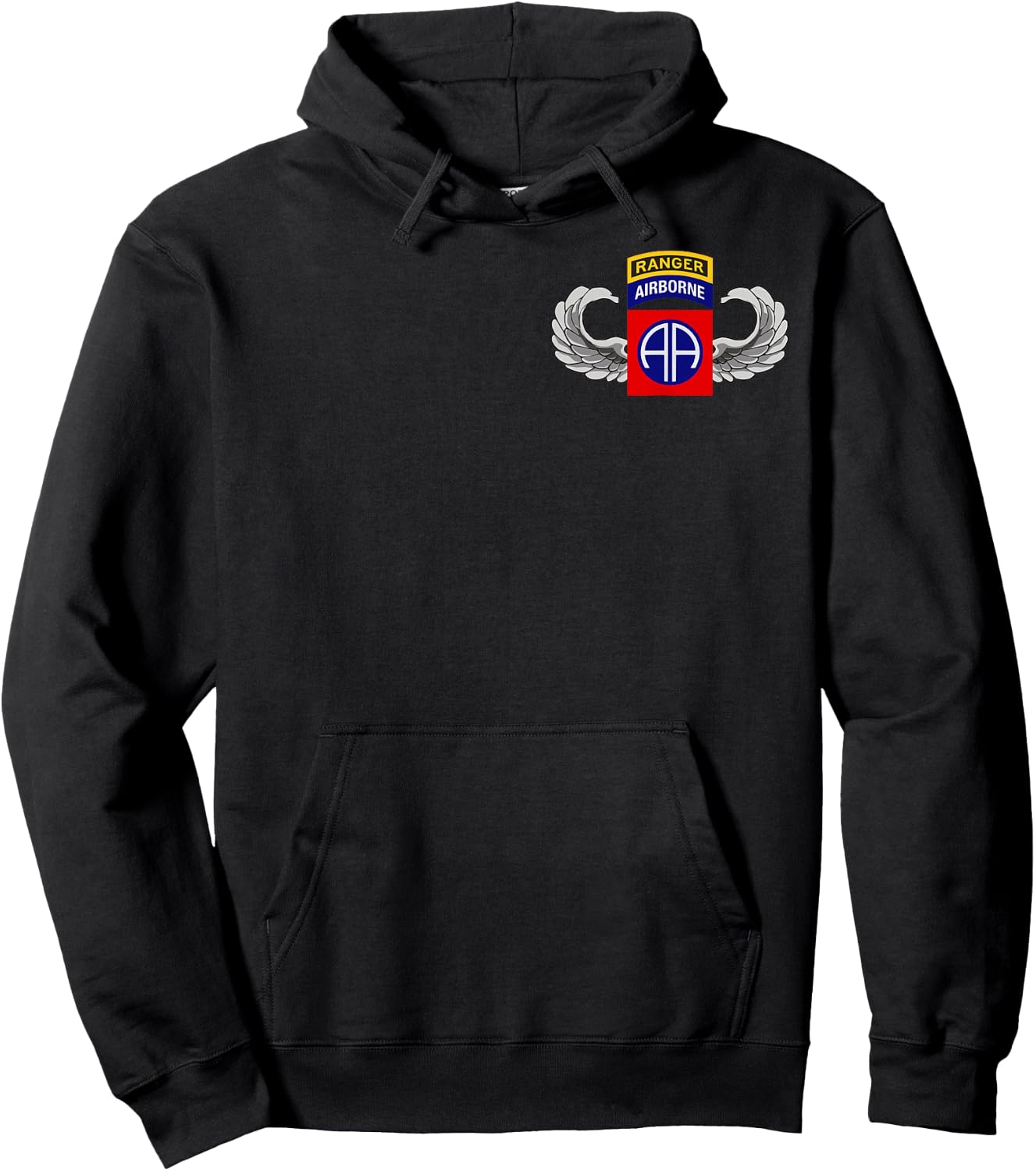 82nd Airborne - Parachutist Wings with Ranger Tab - Classic Hoodie - Hoodie | Black